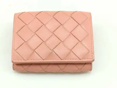 Intrecciato Compact Tri-fold Wallet (Pink)