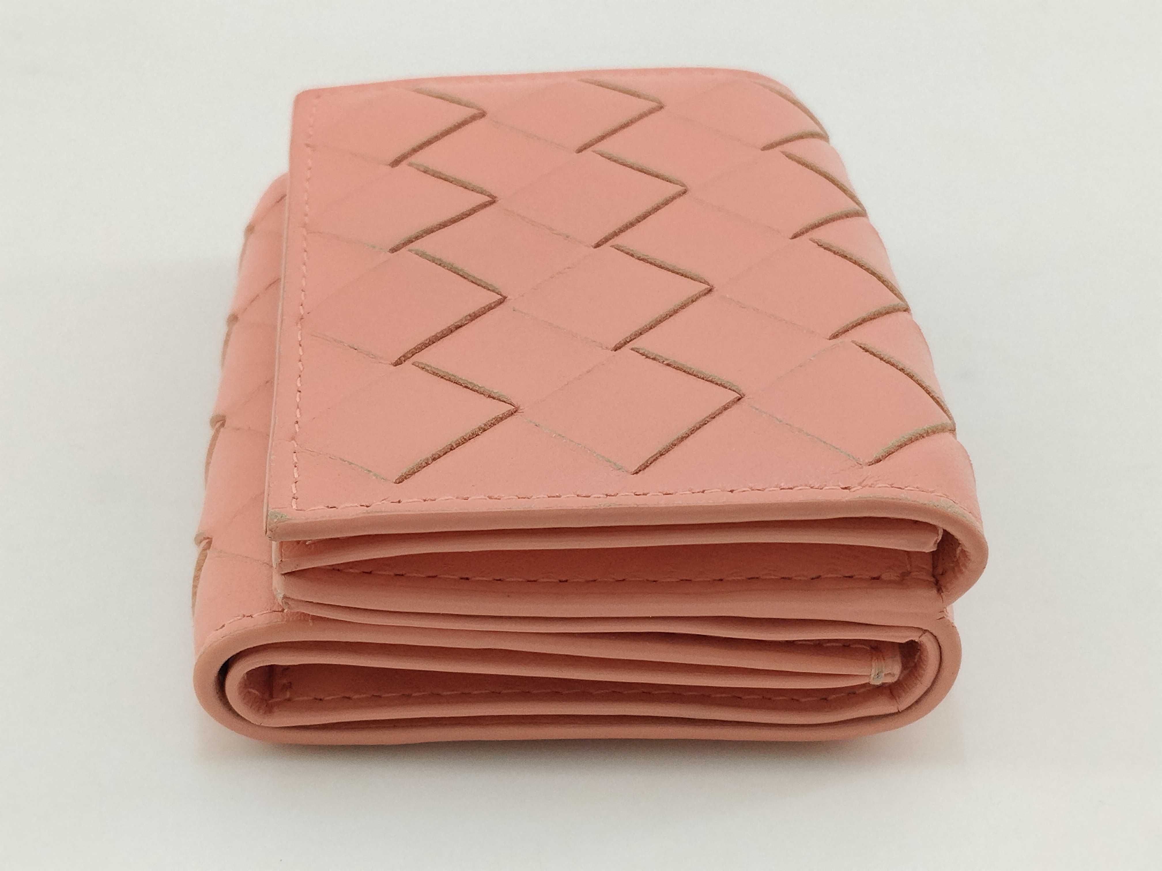 Intrecciato Compact Tri-fold Wallet (Pink) — view 3