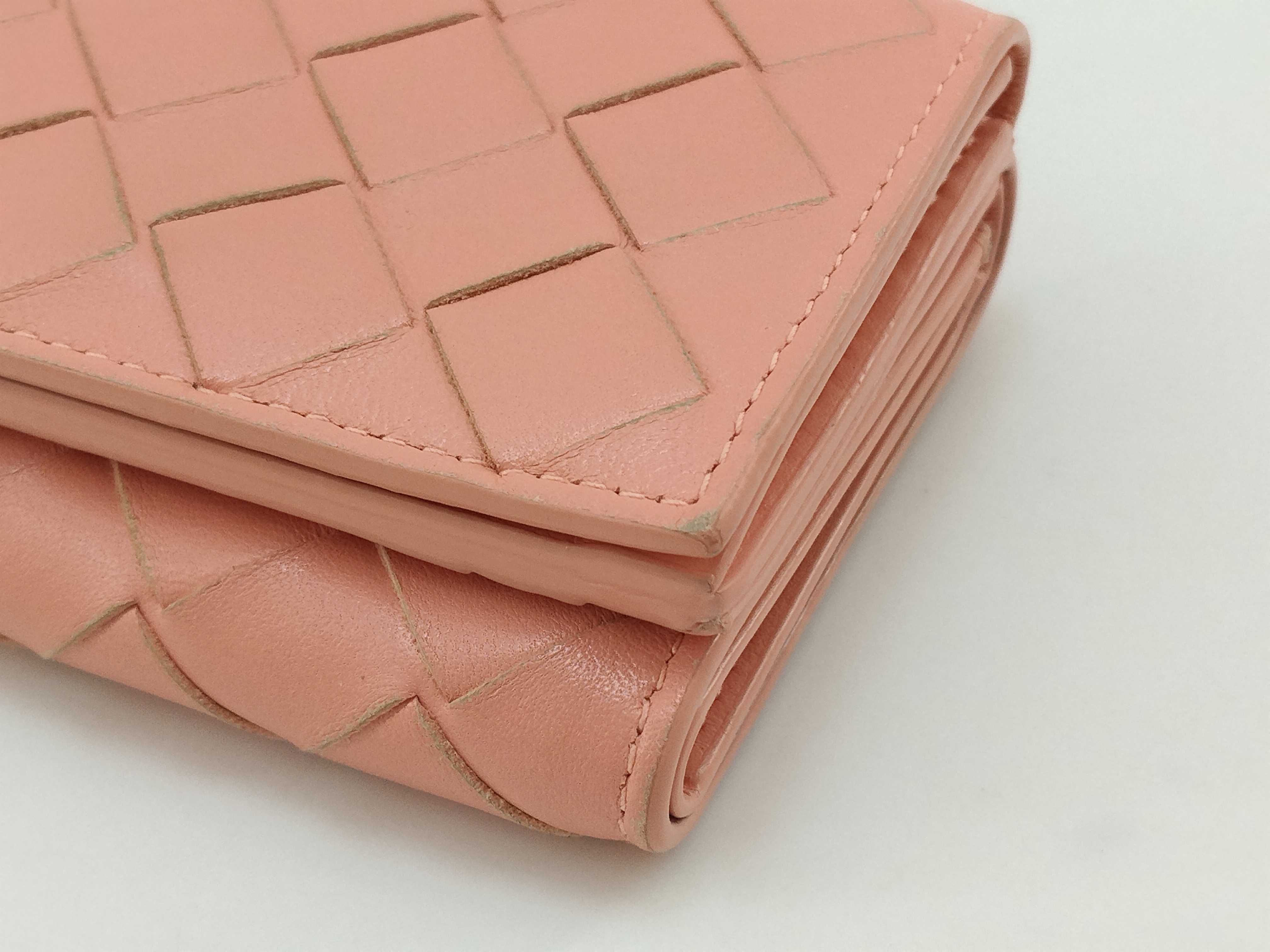 Intrecciato Compact Tri-fold Wallet (Pink) — view 4