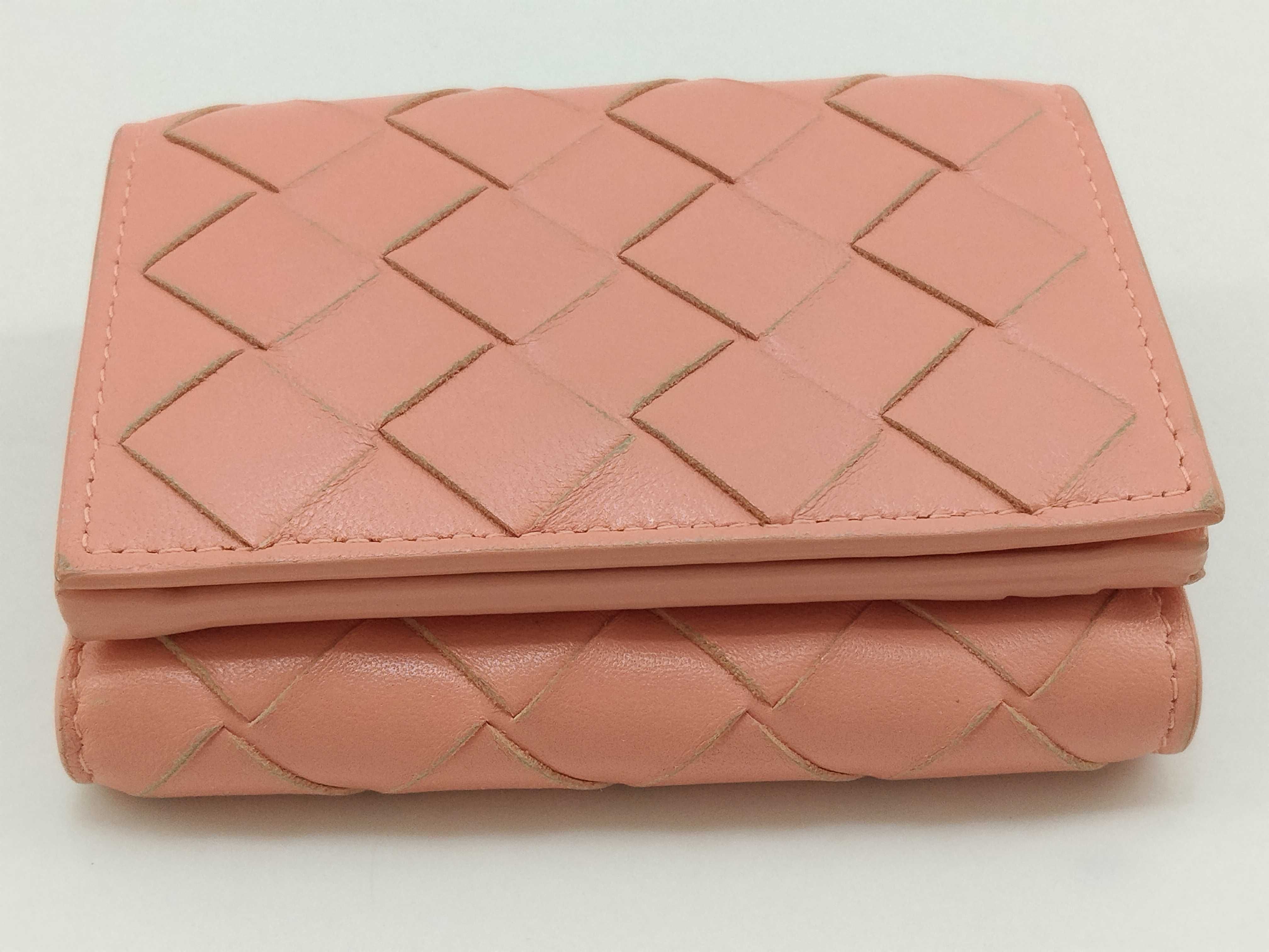 Intrecciato Compact Tri-fold Wallet (Pink) — view 5