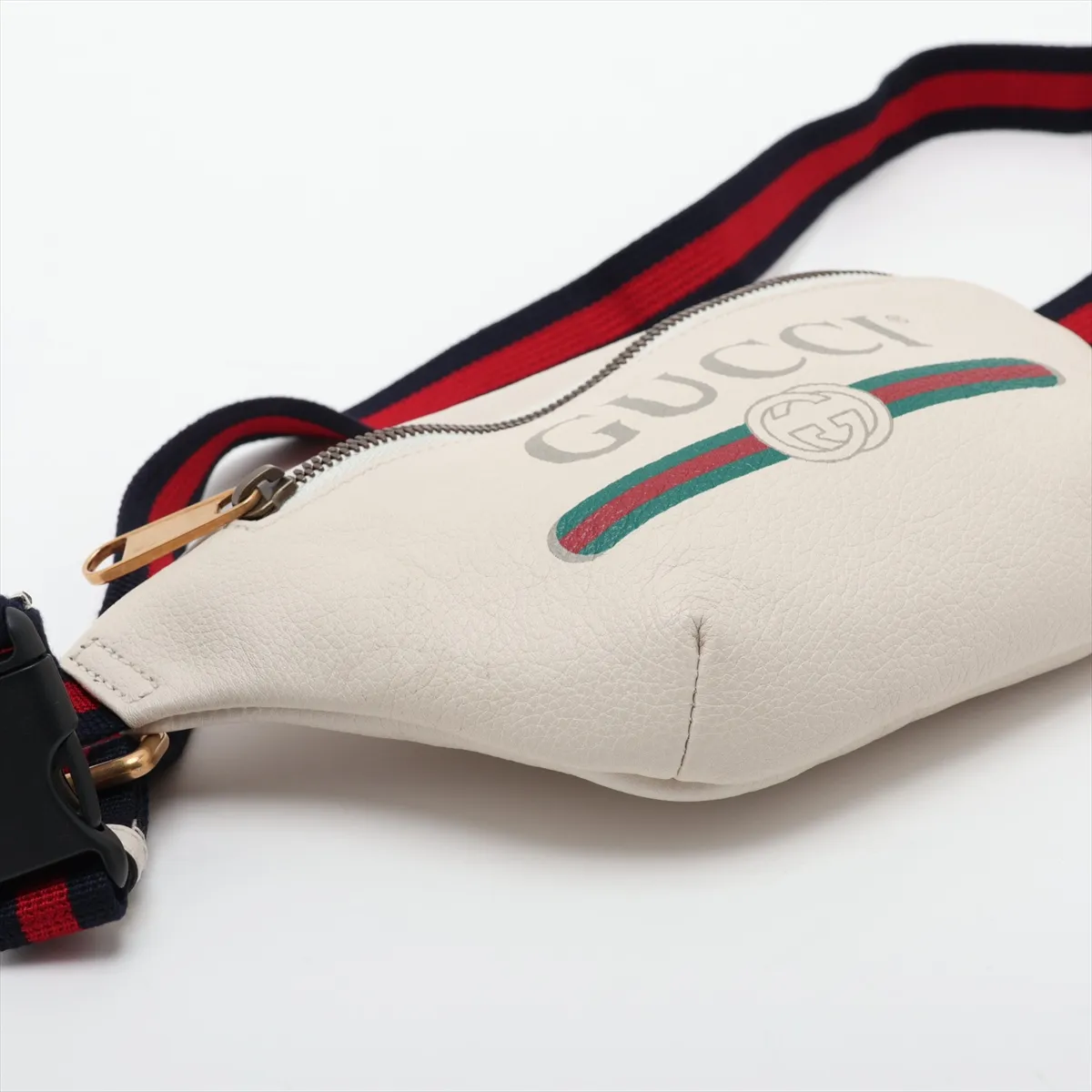 logo print 527792 leather body bag, white — view 4
