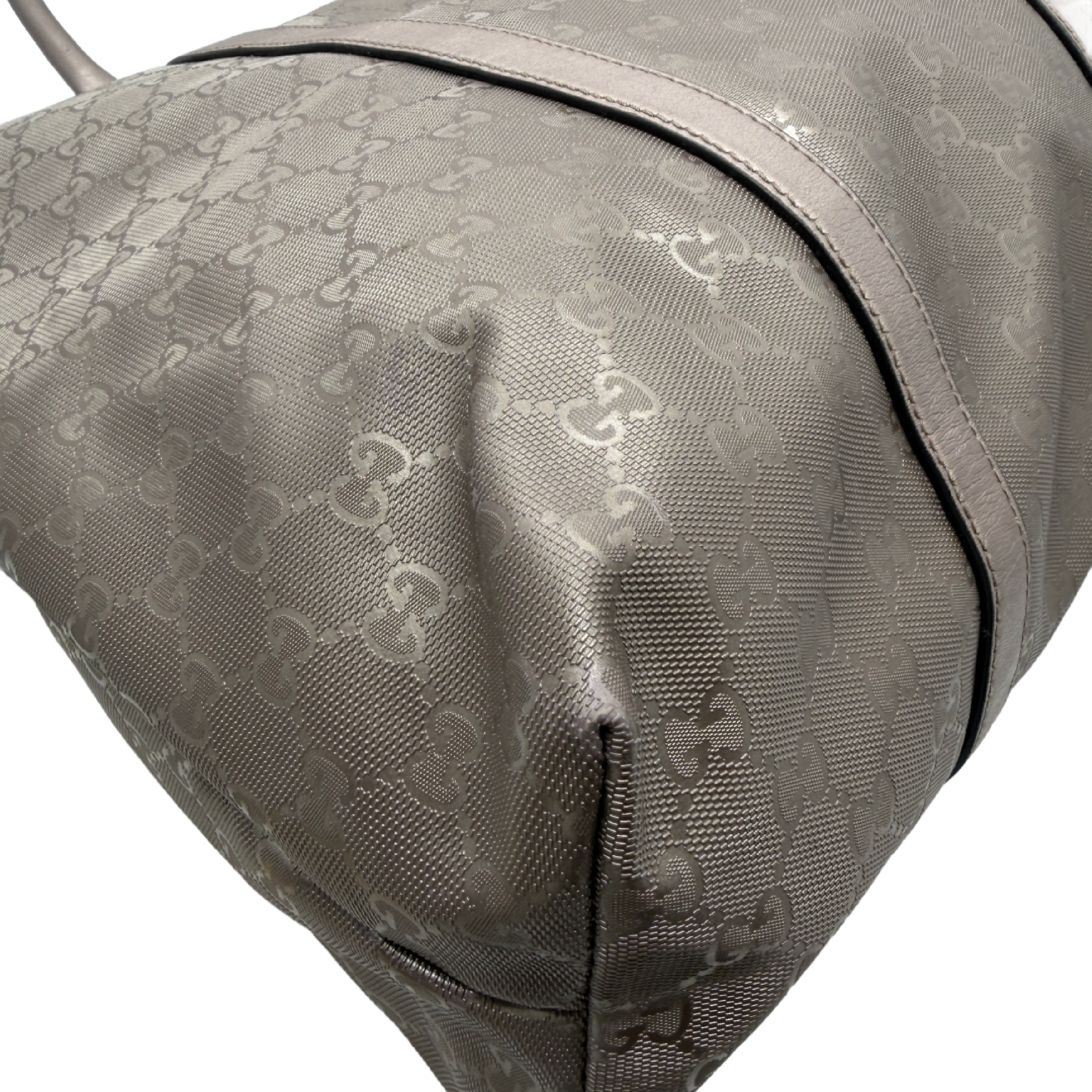 GG Imprime GG pattern coated canvas leather metallic gray x silver hardware tote bag — view 5