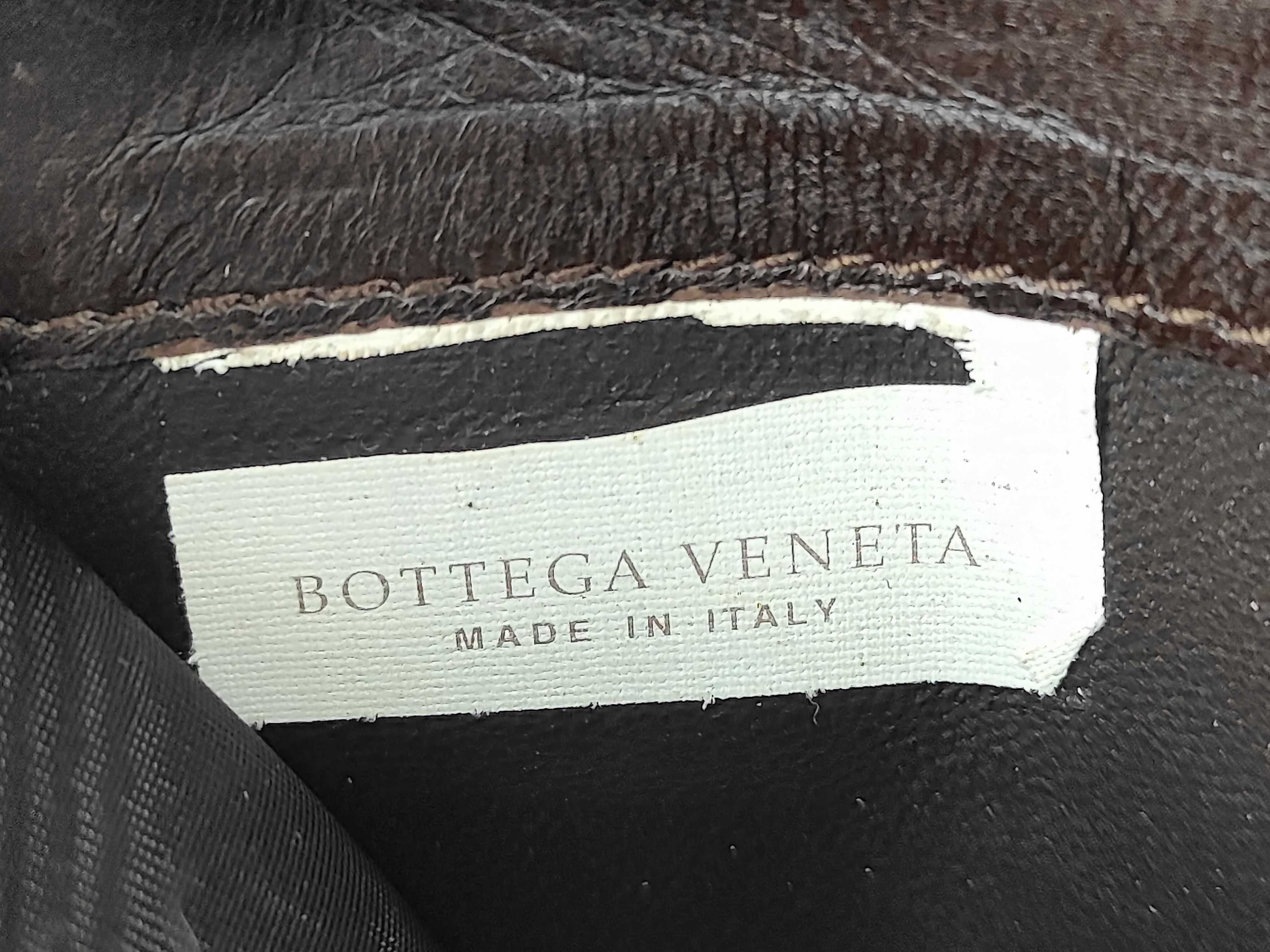 Intrecciato Round Zipper Leather Wallet, Brown — view 10