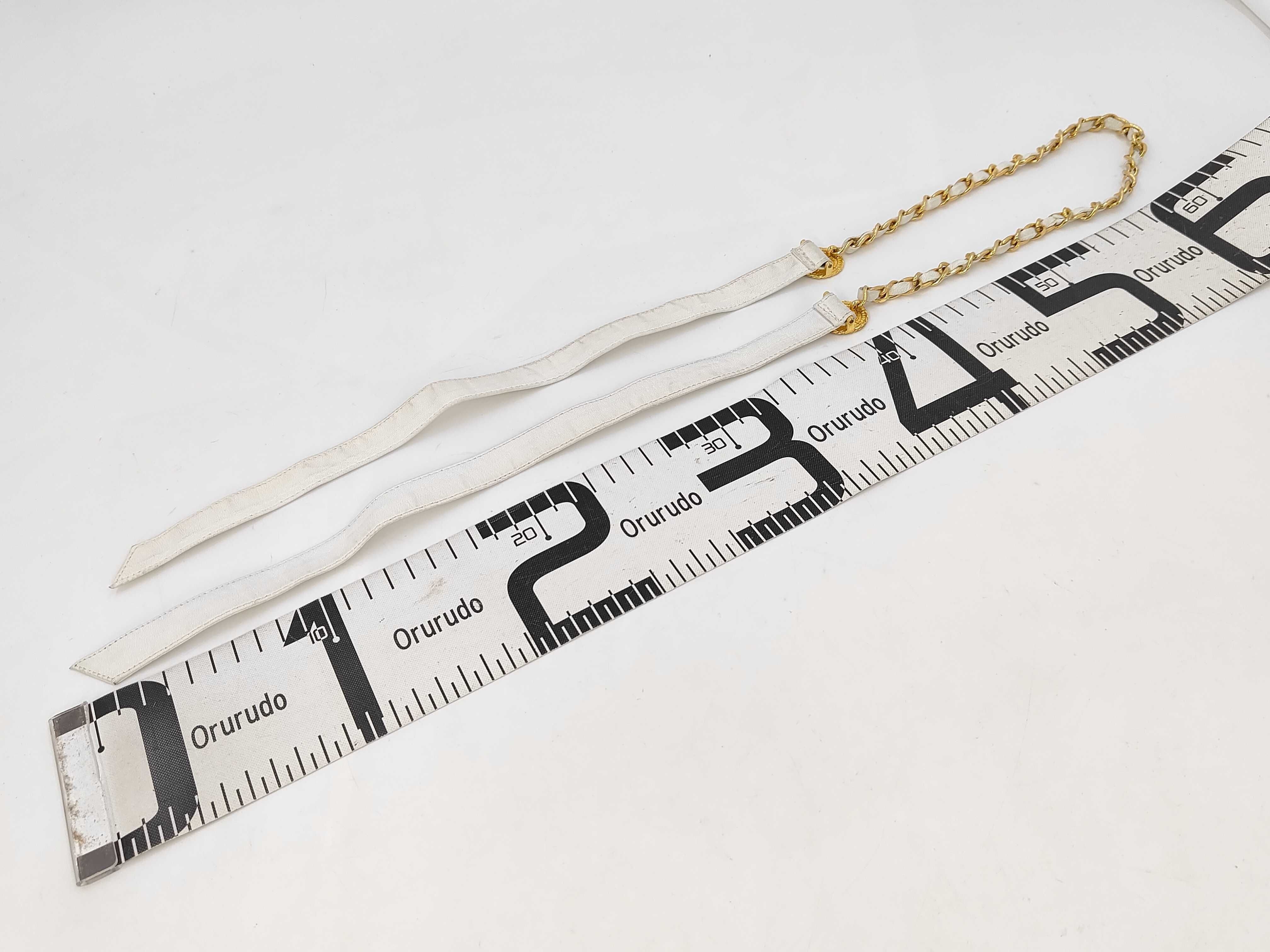chain ribbon leather belt here mark gold belt — view 2