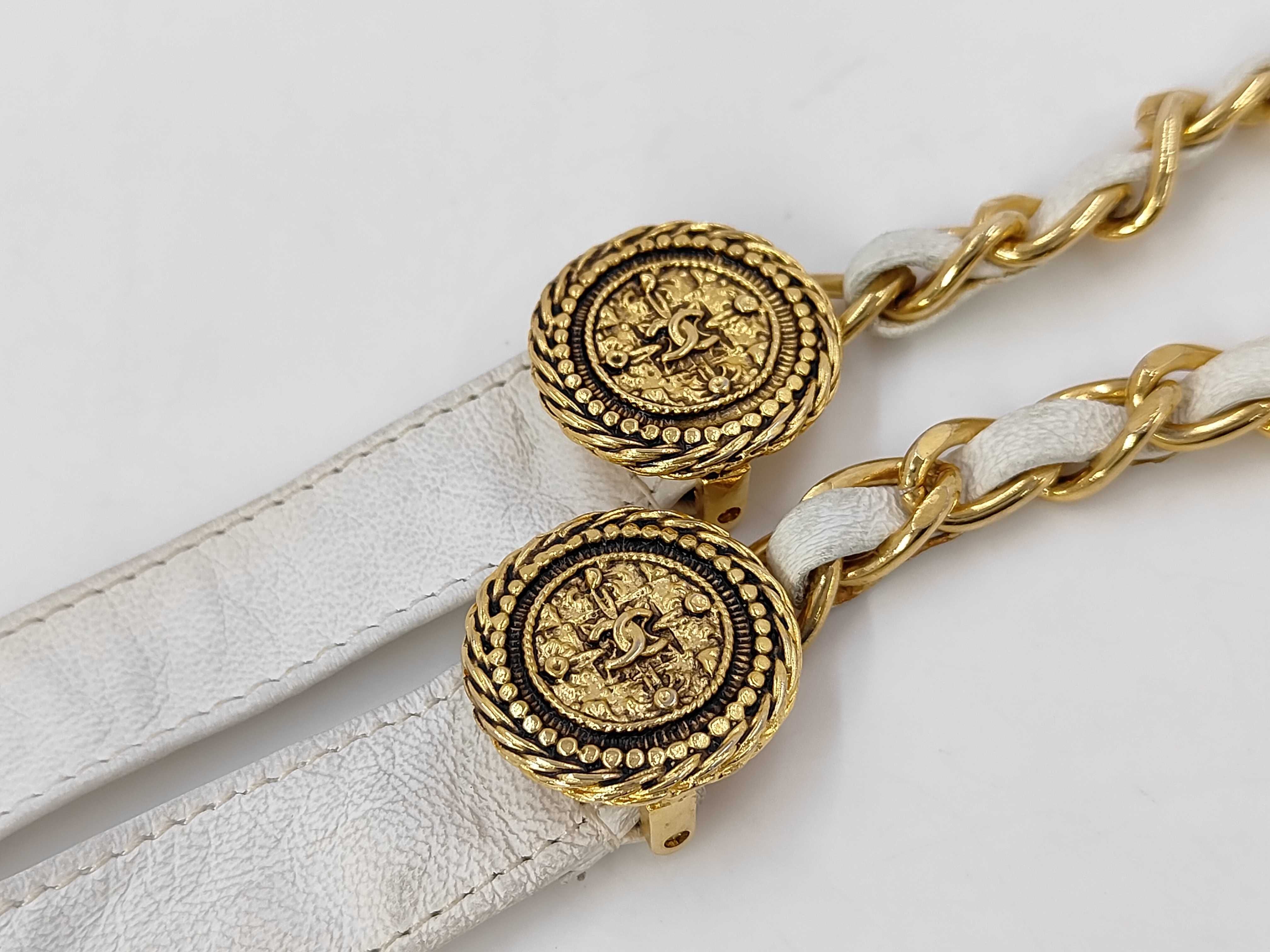 chain ribbon leather belt here mark gold belt — view 5