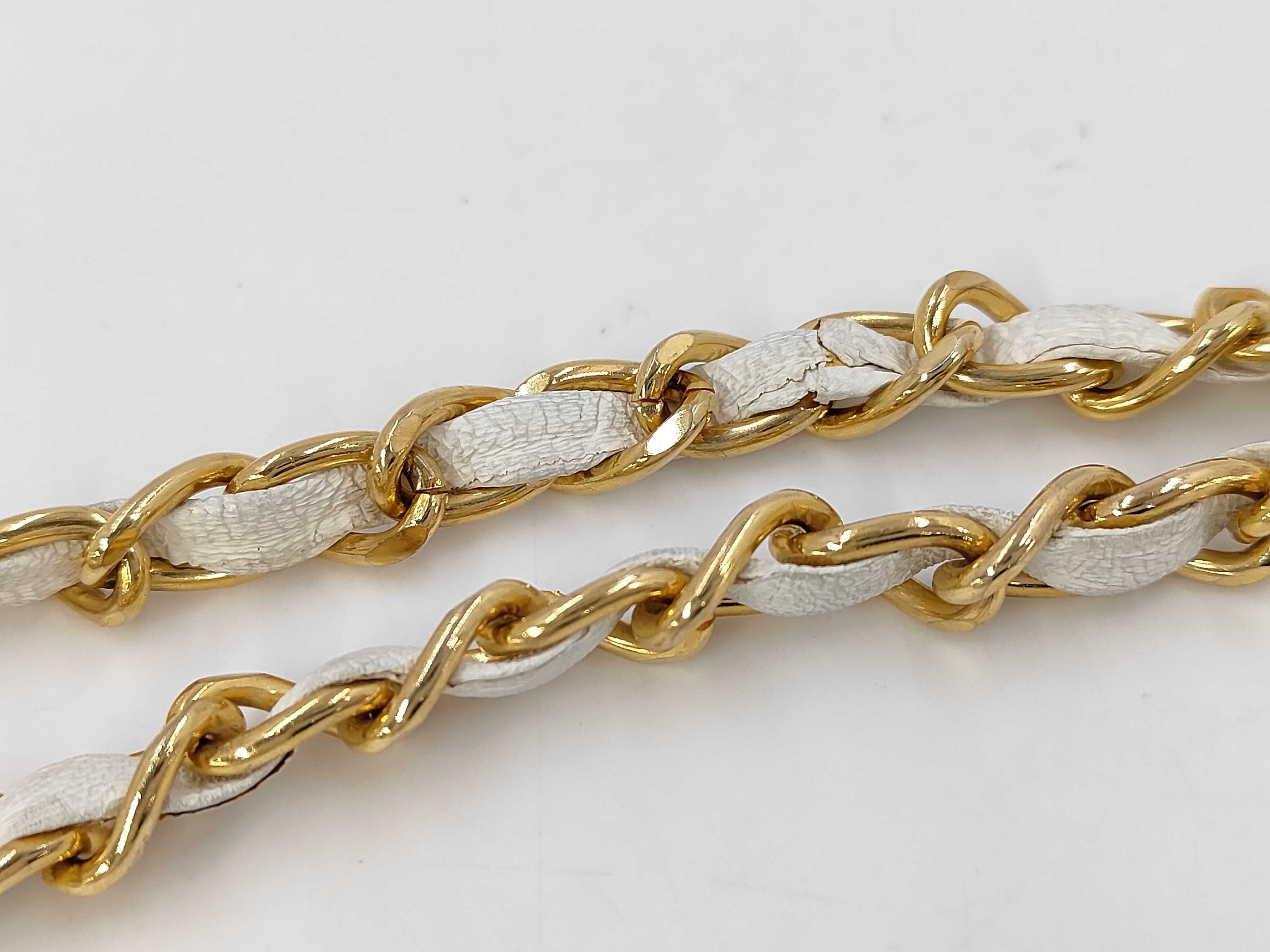 chain ribbon leather belt here mark gold belt — view 6