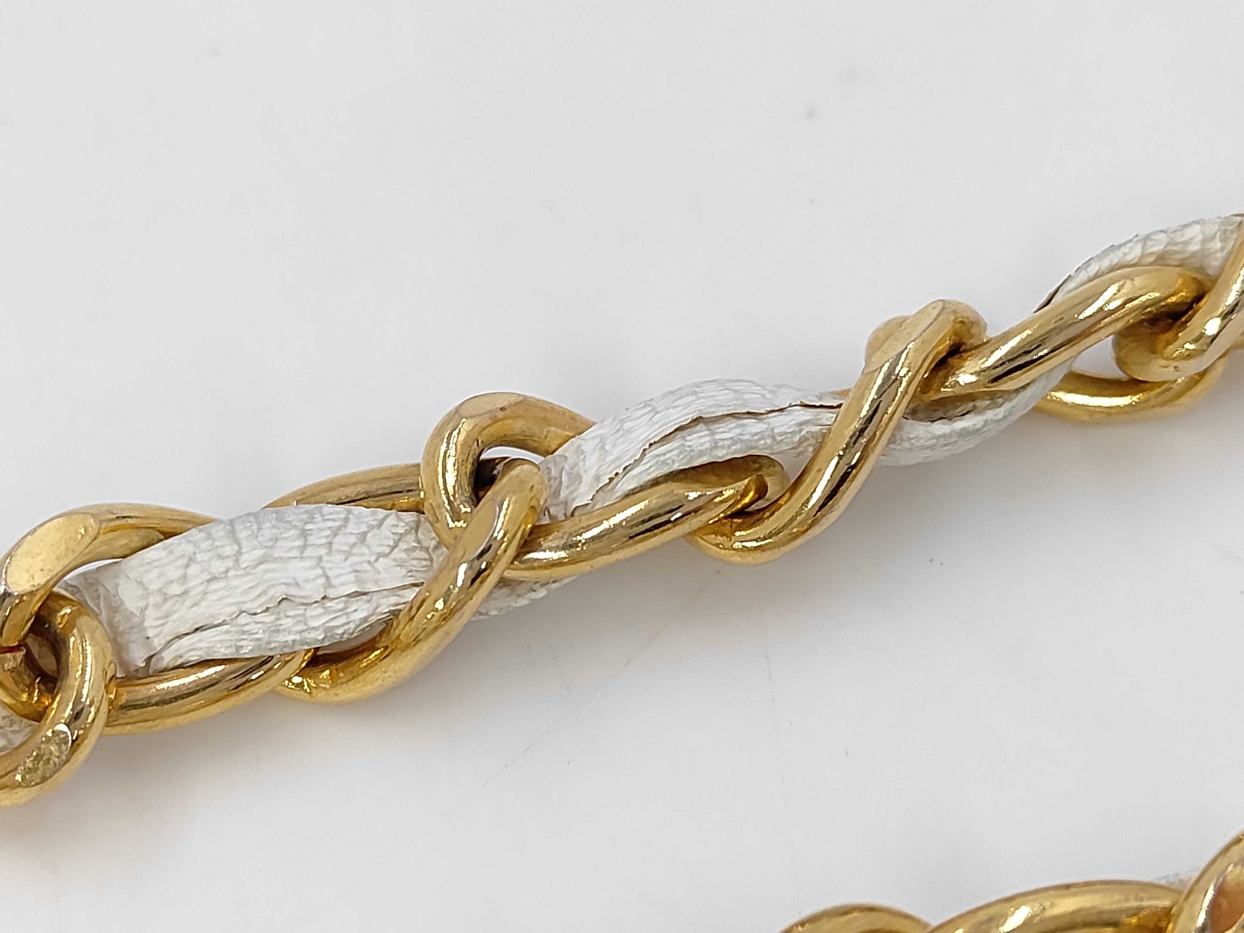 chain ribbon leather belt here mark gold belt — view 7