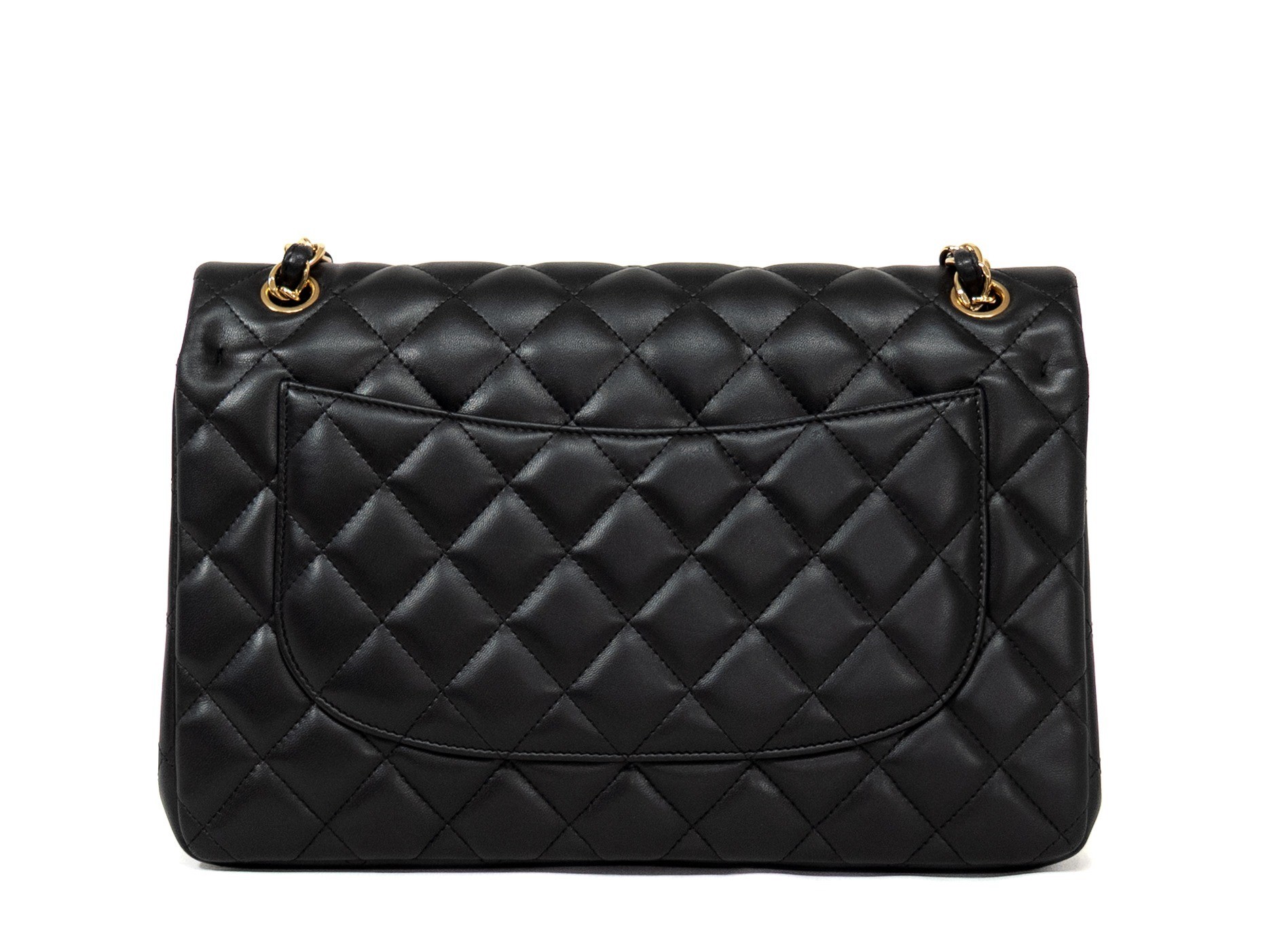 Large Matelassé bag, matching seal card, lambskin, black. — view 2