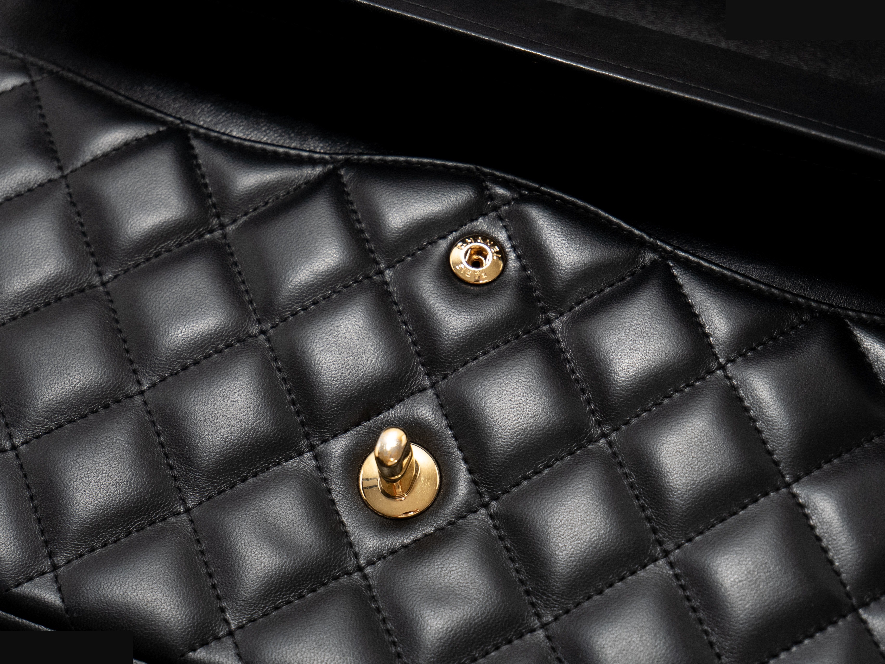 Large Matelassé bag, matching seal card, lambskin, black. — view 8