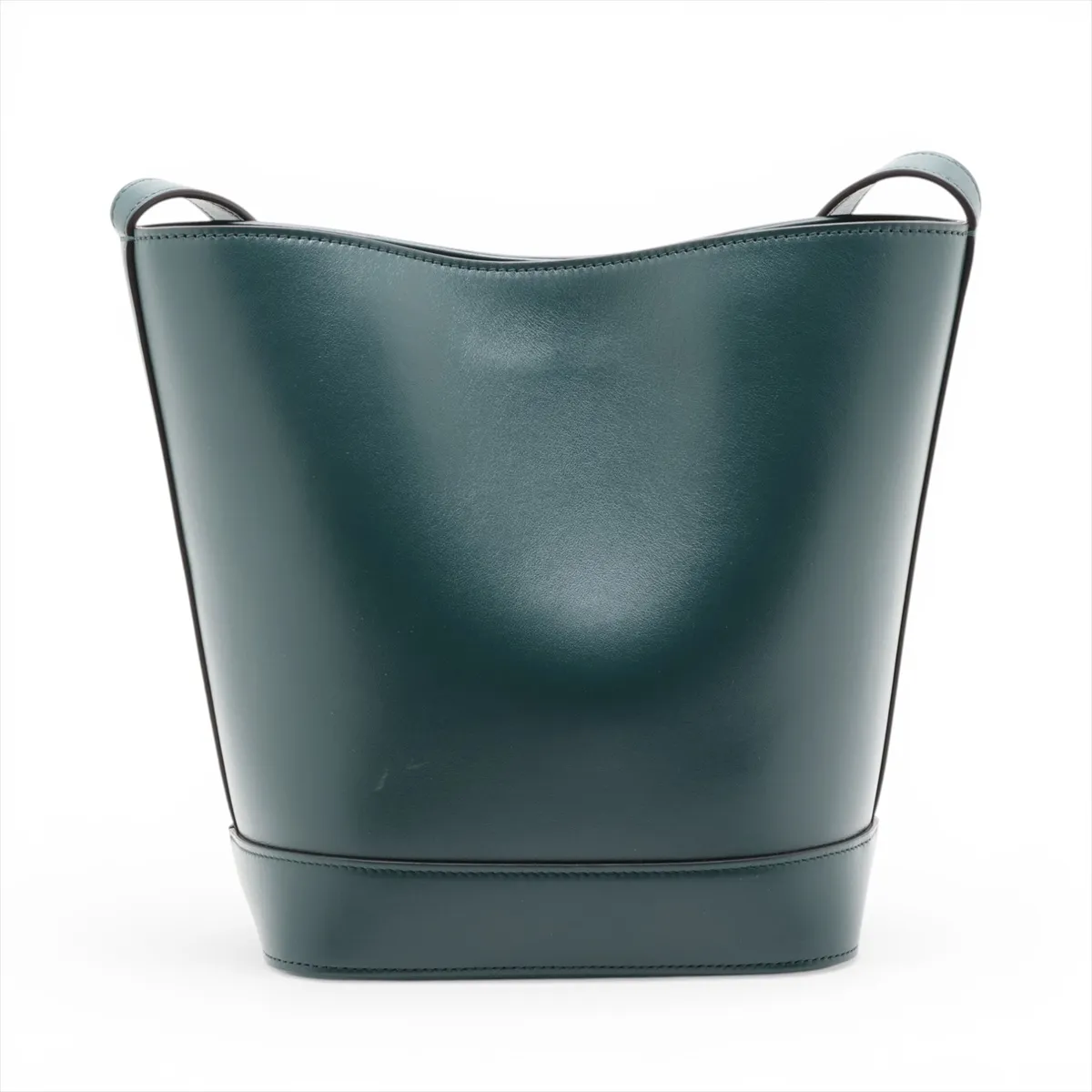 Triomphe Small Bucket Leather Shoulder Bag, Green — view 2