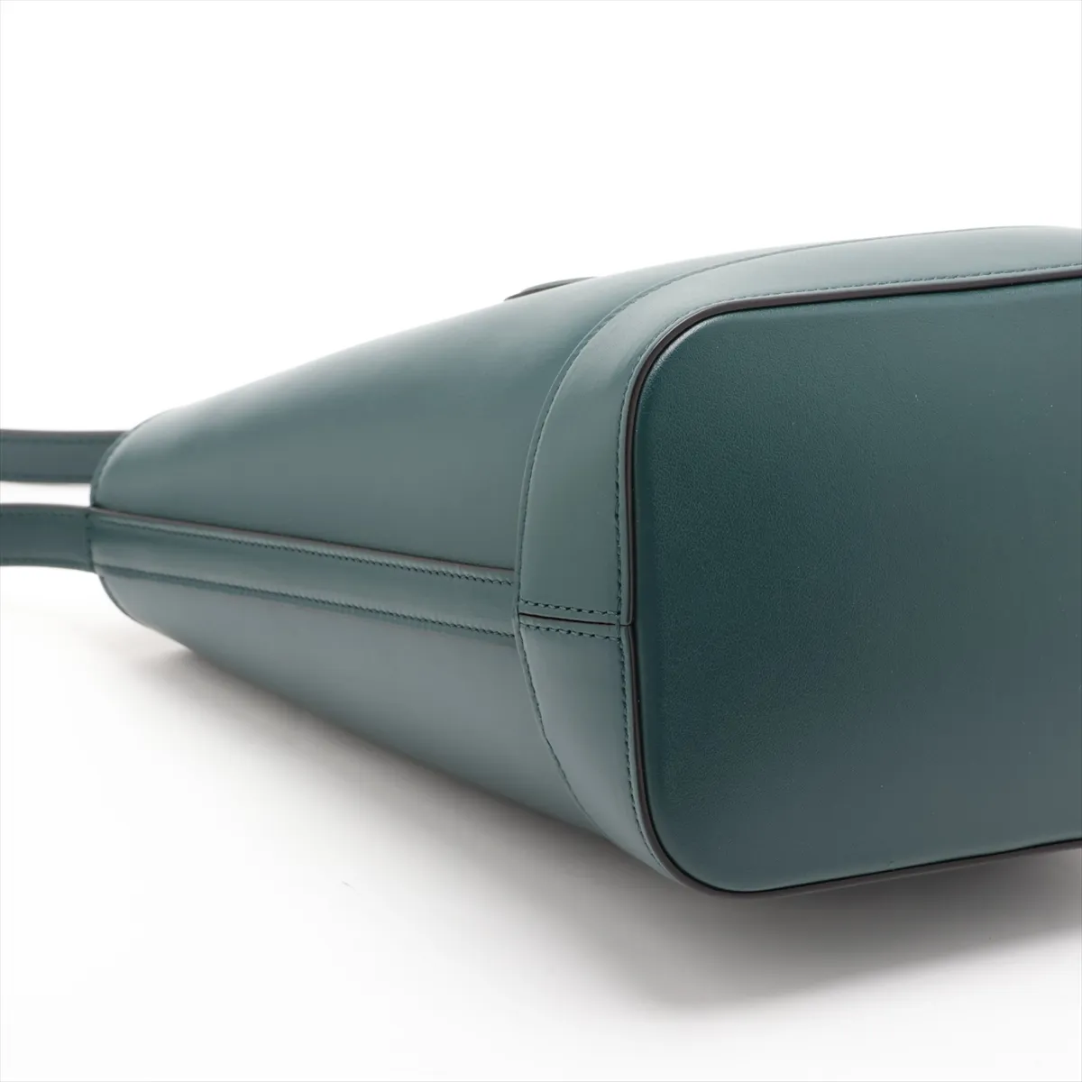 Triomphe Small Bucket Leather Shoulder Bag, Green — view 4