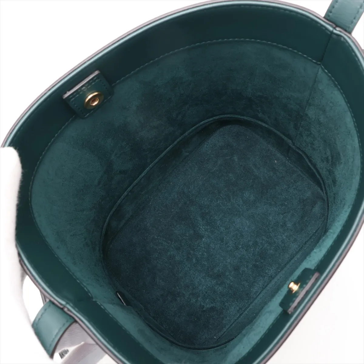 Triomphe Small Bucket Leather Shoulder Bag, Green — view 6