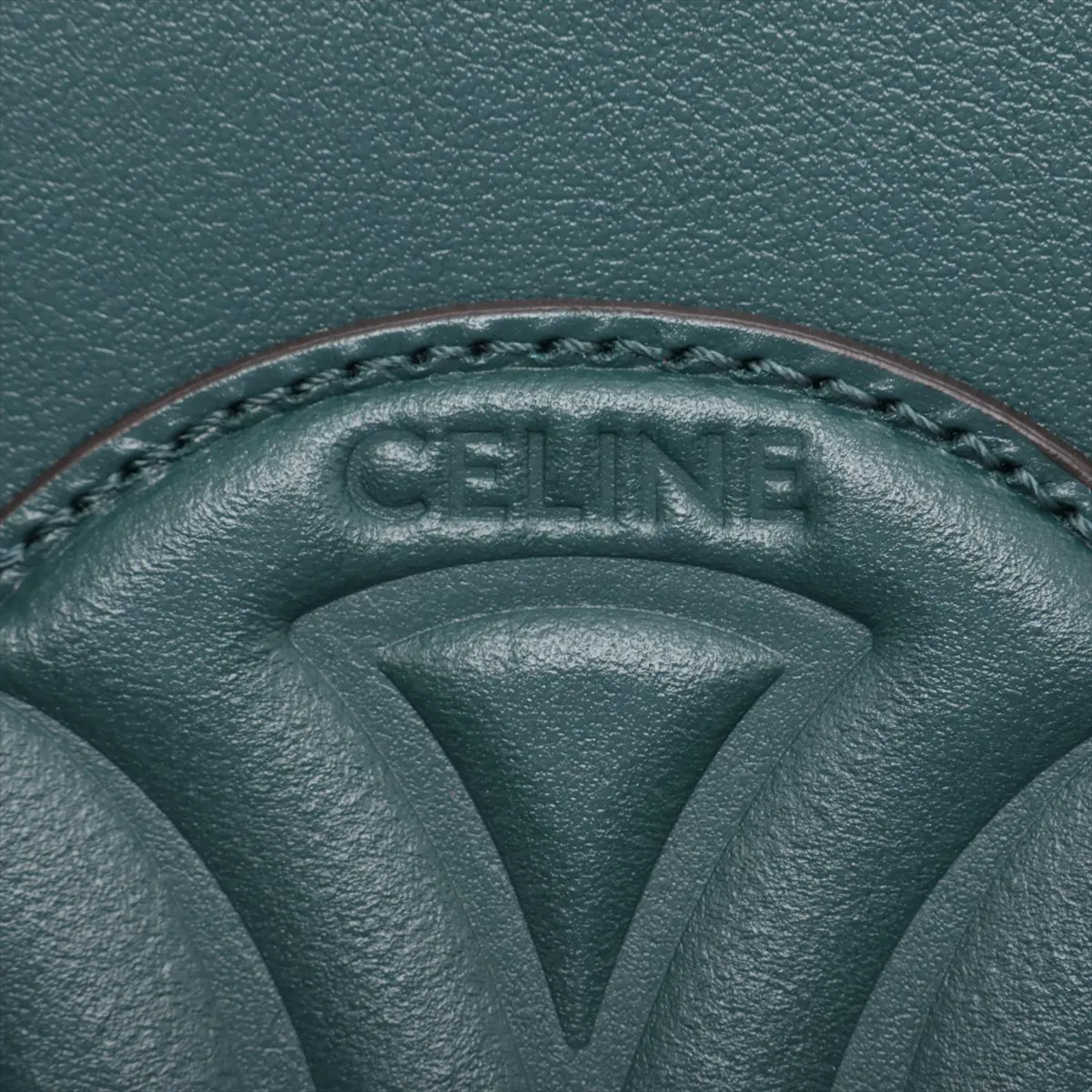 Triomphe Small Bucket Leather Shoulder Bag, Green — view 7