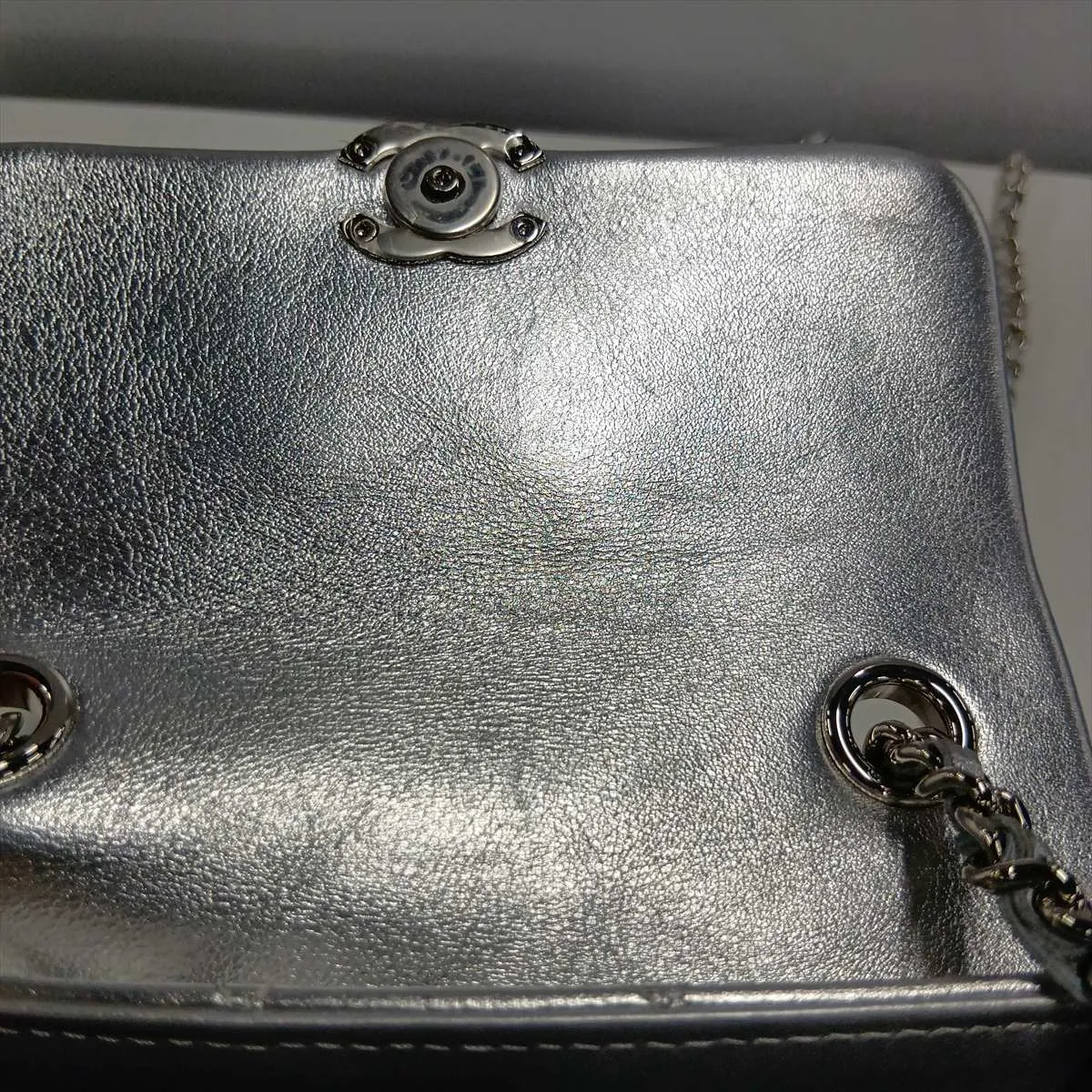 Matelassé Lambskin Chain Shoulder Bag, Silver, Silver Hardware, N56UGHE8, Random Serial Number — view 11