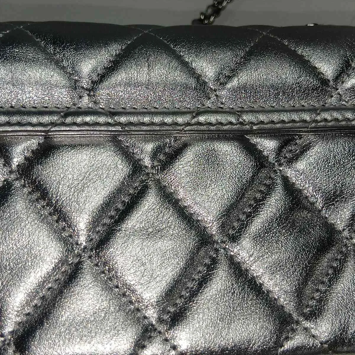 Matelassé Lambskin Chain Shoulder Bag, Silver, Silver Hardware, N56UGHE8, Random Serial Number — view 8