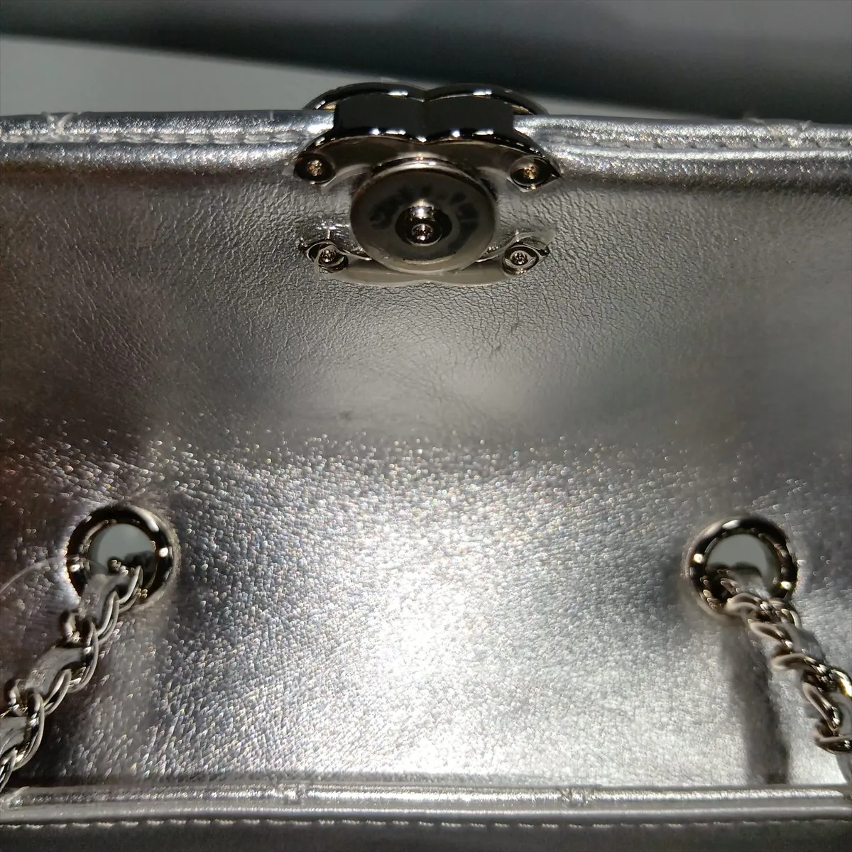 Matelassé Lambskin Chain Shoulder Bag, Silver, Silver Hardware, N56UGHE8, Random Serial Number — view 9