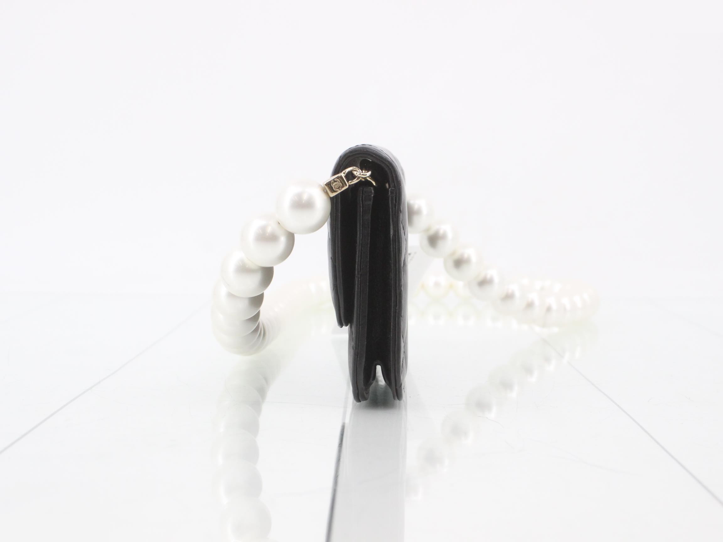 Lambskin Coco Mark Pearl Chain Shoulder Bag — view 3