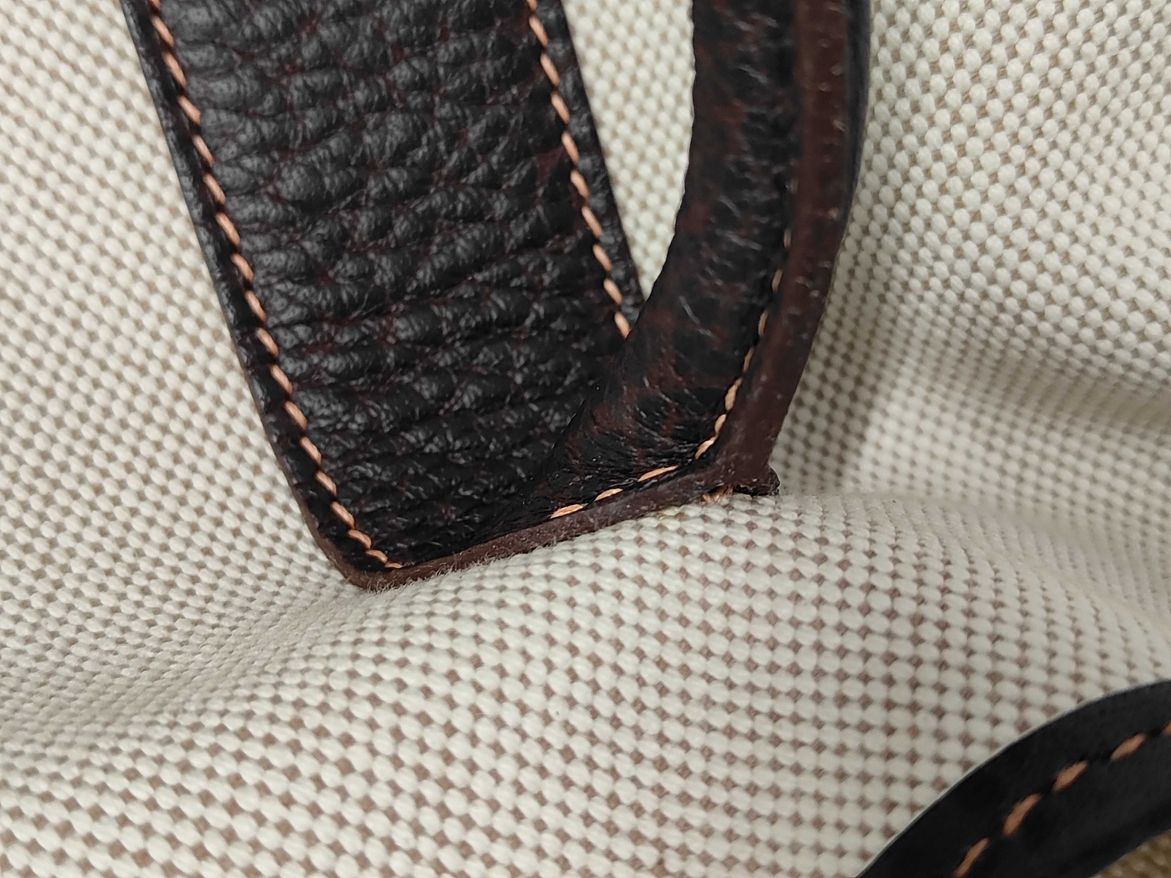 Garden Party PM Brown x White Canvas x Leather C Stamp Bag — view 7