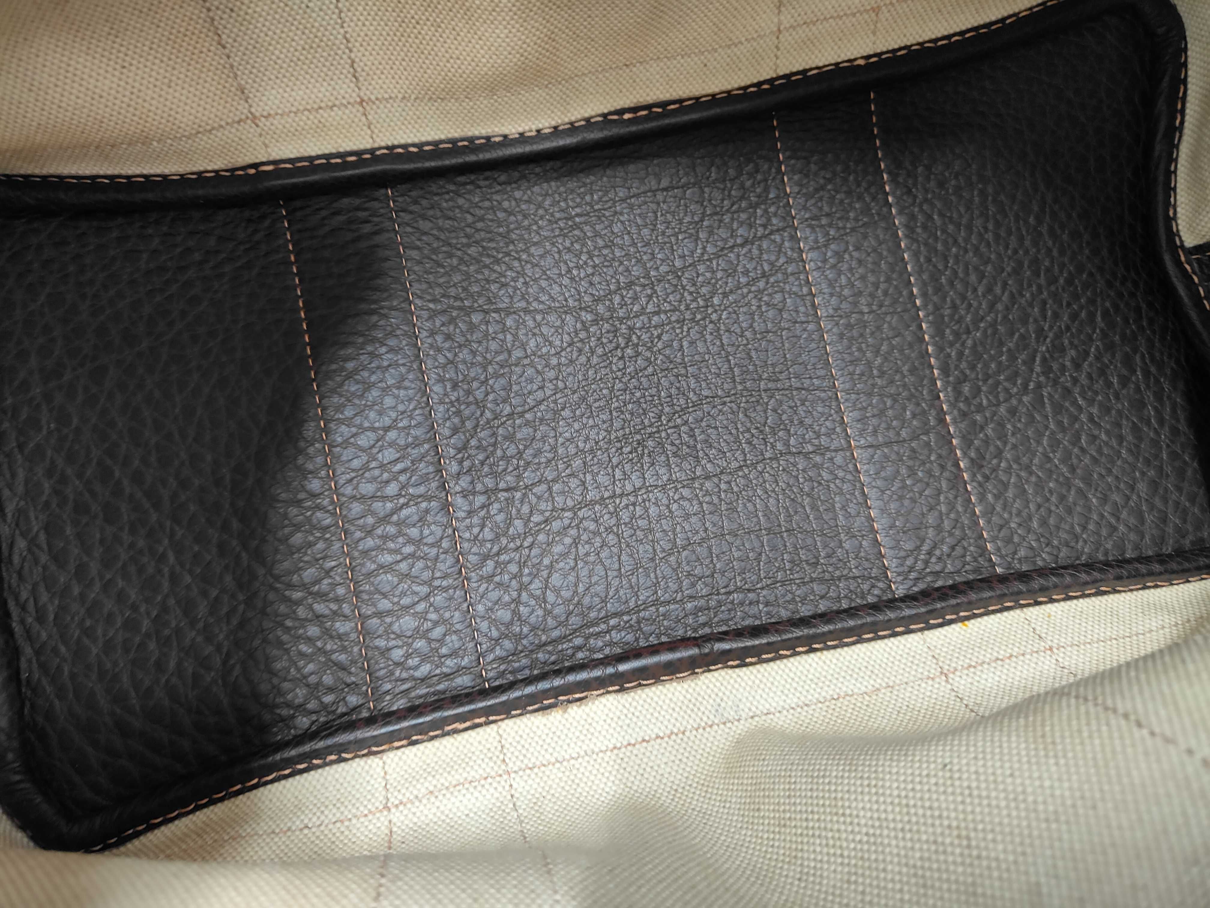 Garden Party PM Brown x White Canvas x Leather C Stamp Bag — view 8