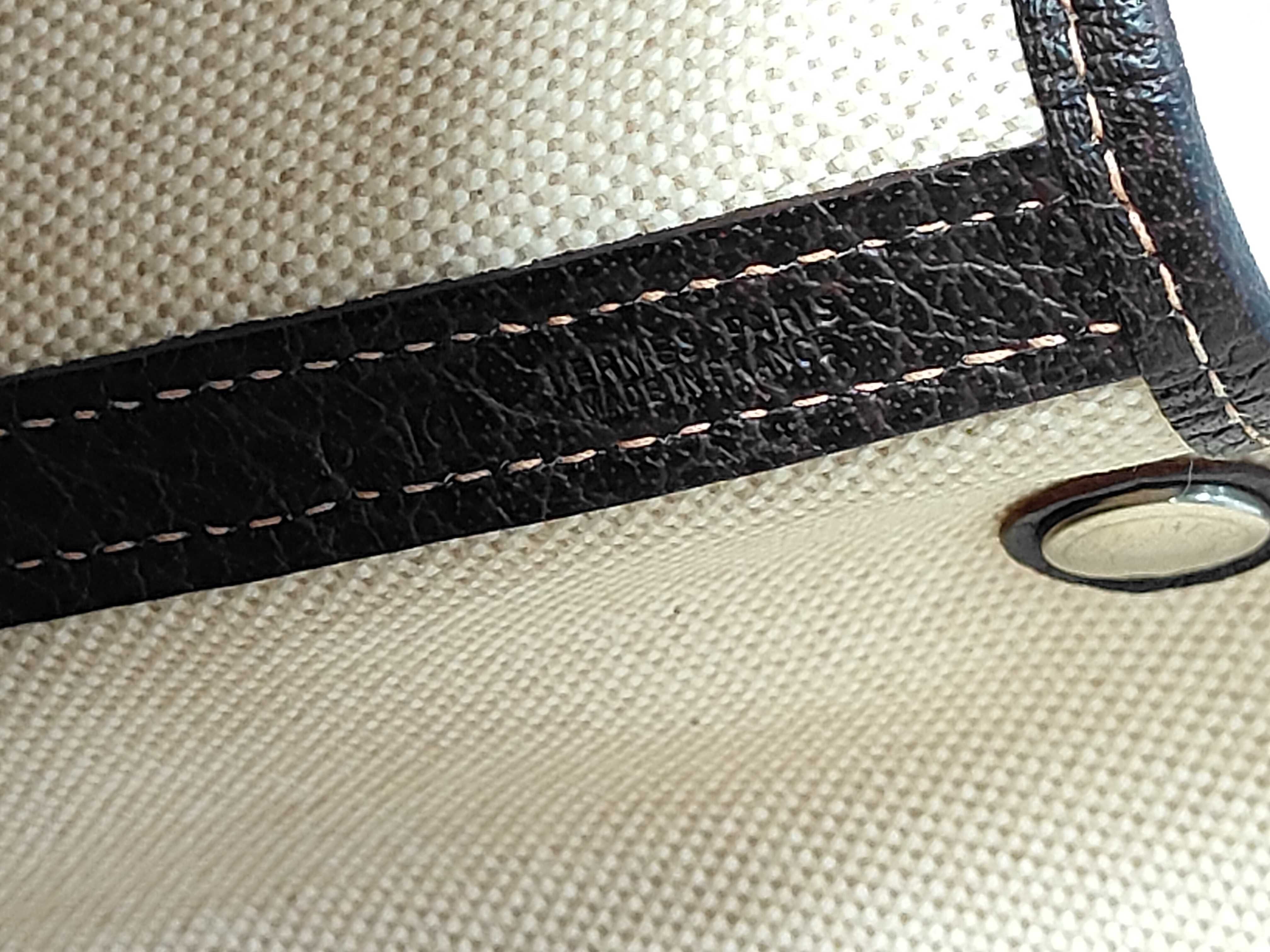 Garden Party PM Brown x White Canvas x Leather C Stamp Bag — view 9