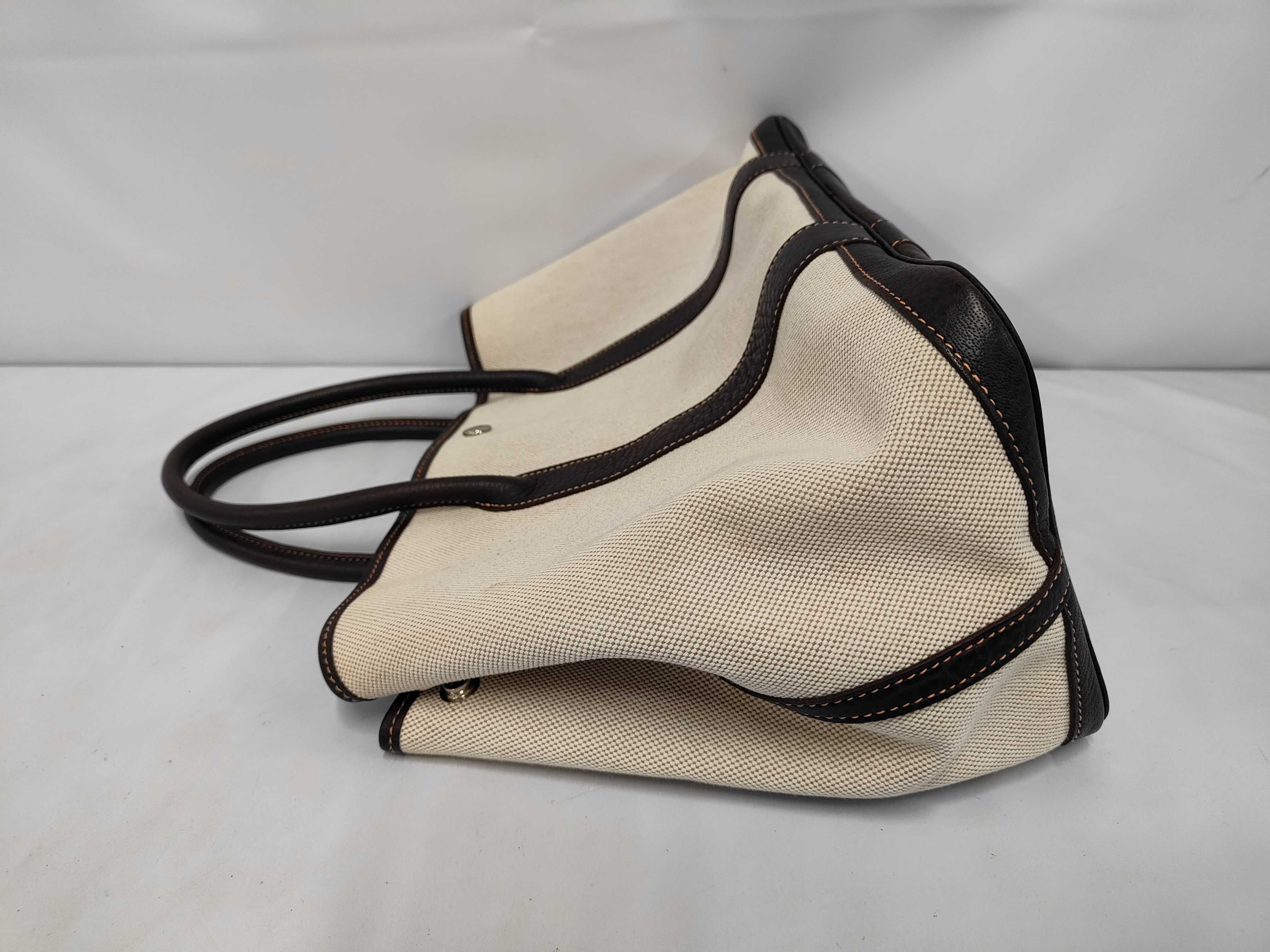Garden Party PM Brown x White Canvas x Leather C Stamp Bag — view 10