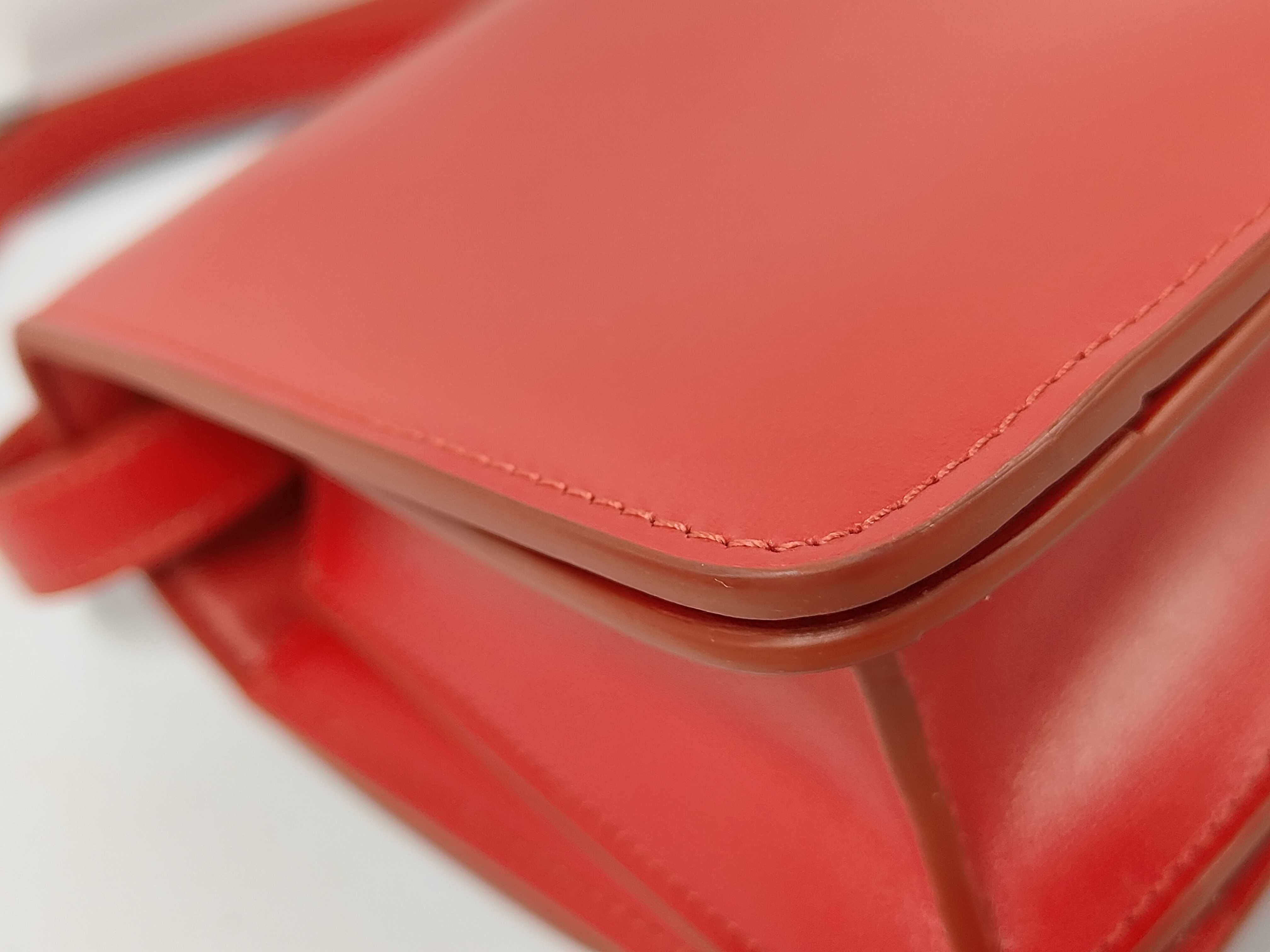Classic Box Small Leather Shoulder Bag, Red — view 4