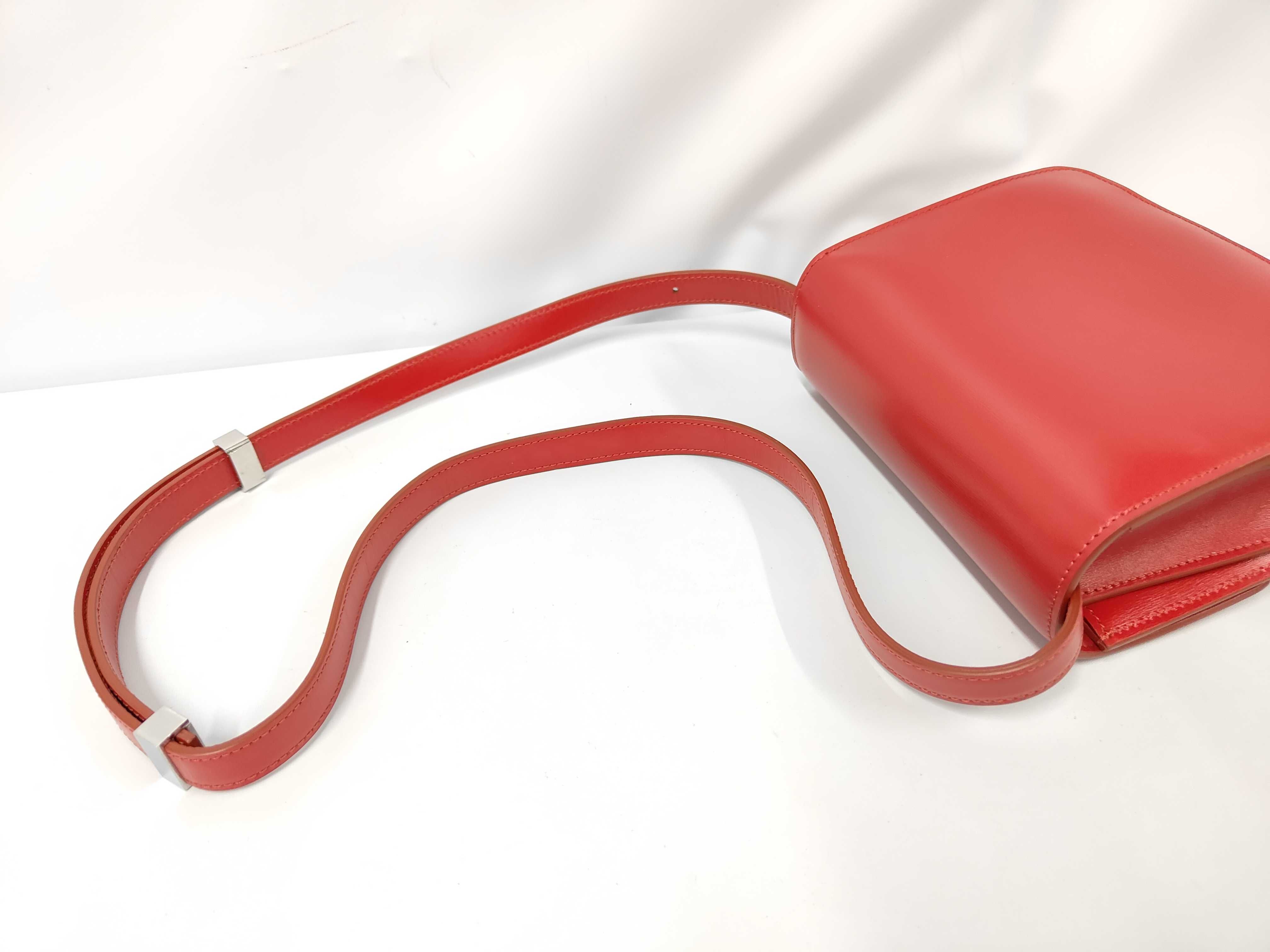 Classic Box Small Leather Shoulder Bag, Red — view 5