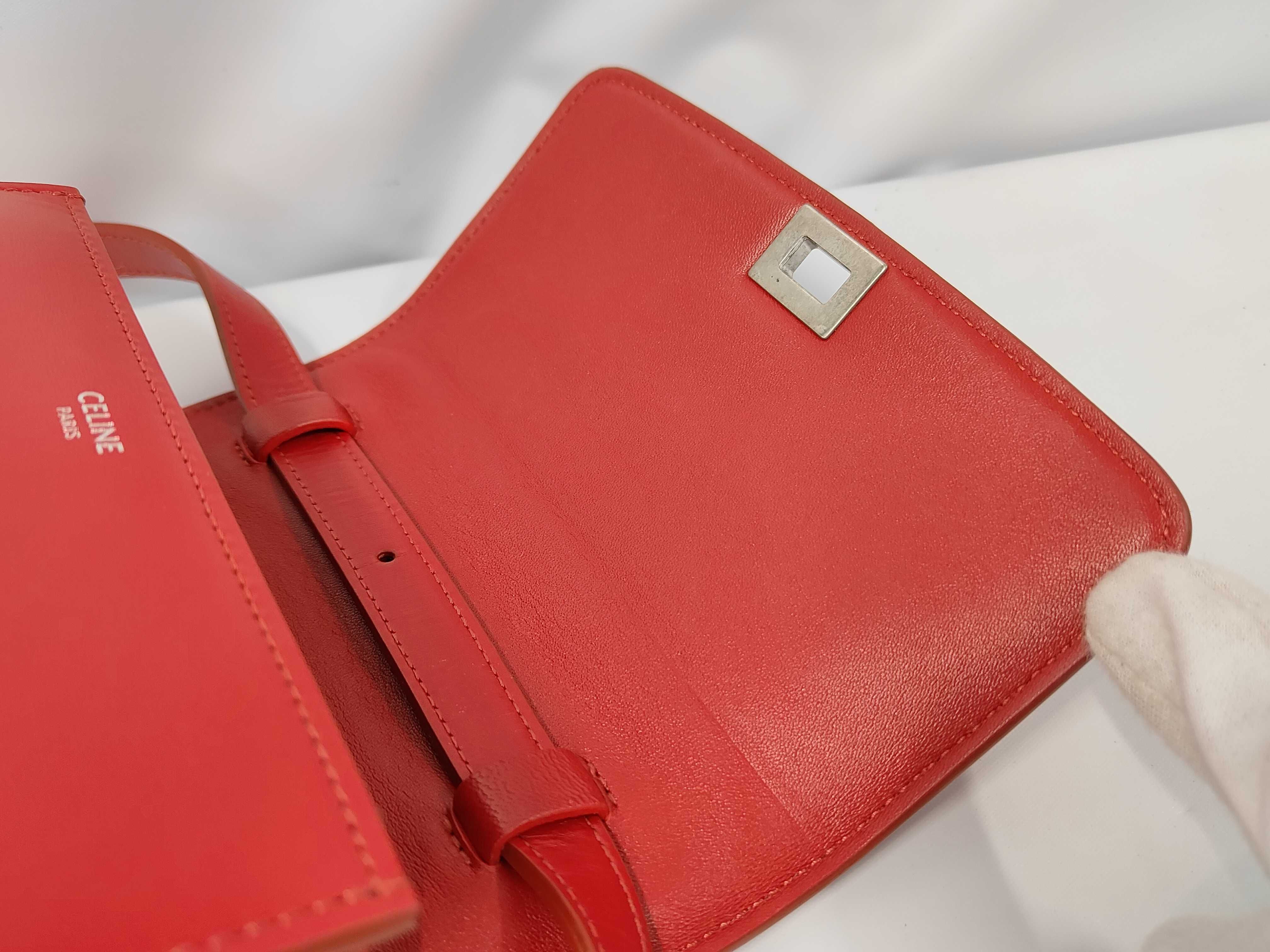 Classic Box Small Leather Shoulder Bag, Red — view 7