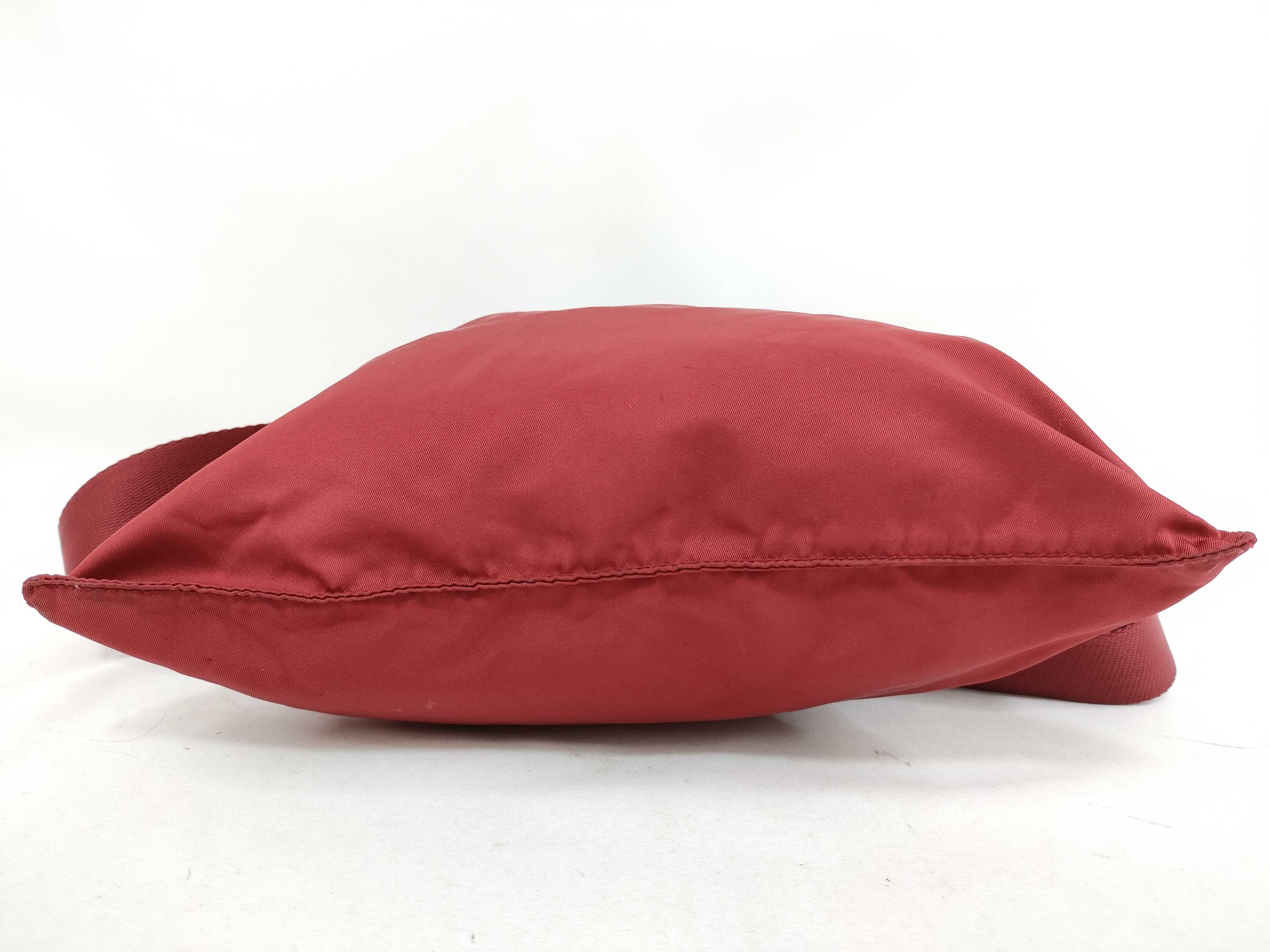 Nylon Shoulder Bag, Red — view 3