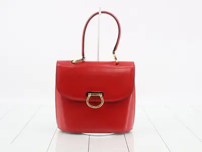 Leather red handbag