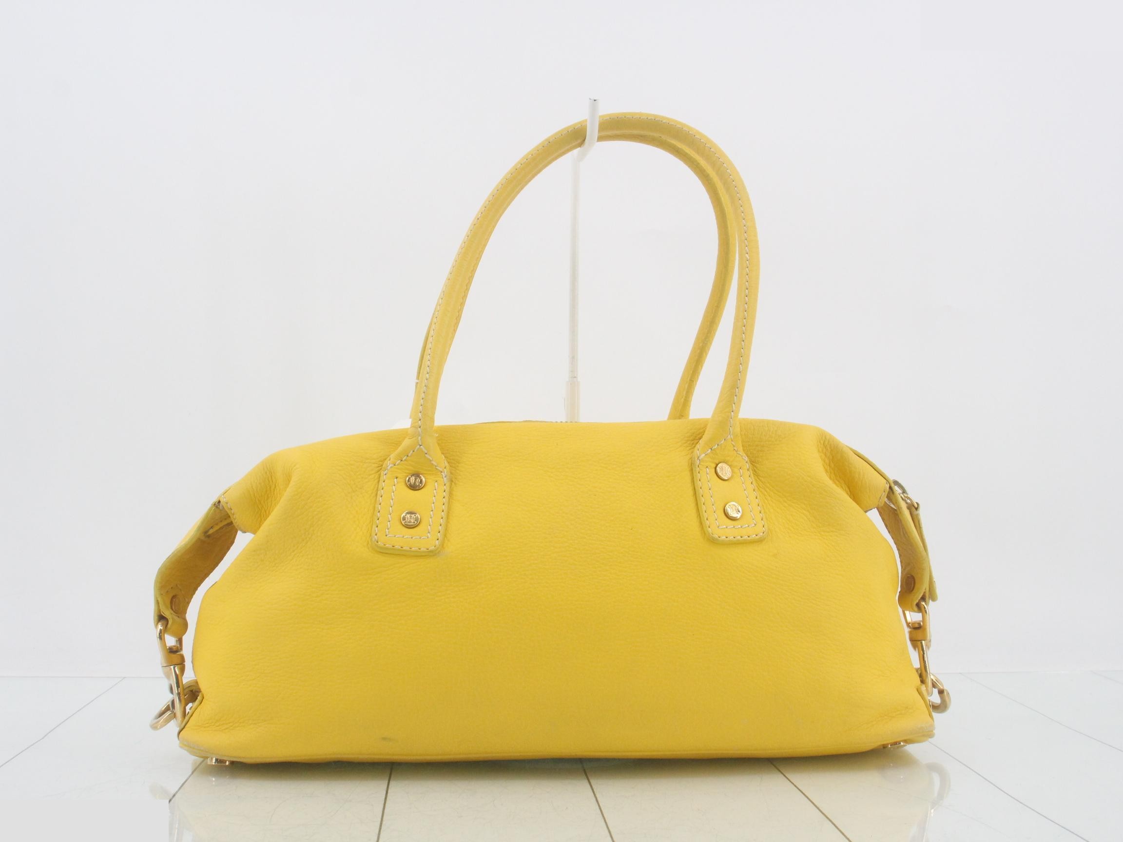Leather semi-shoulder bag, yellow — view 2