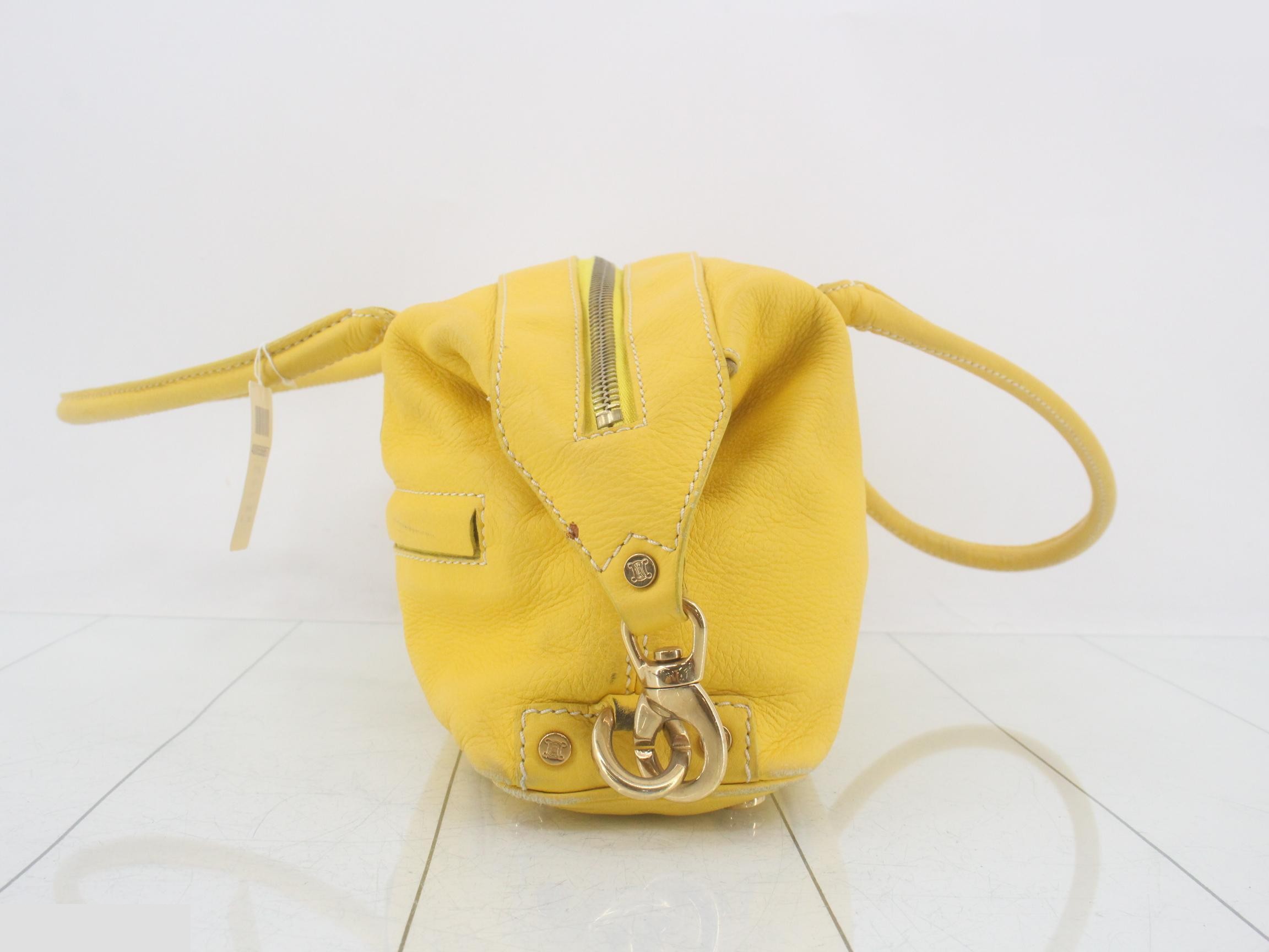 Leather semi-shoulder bag, yellow — view 3
