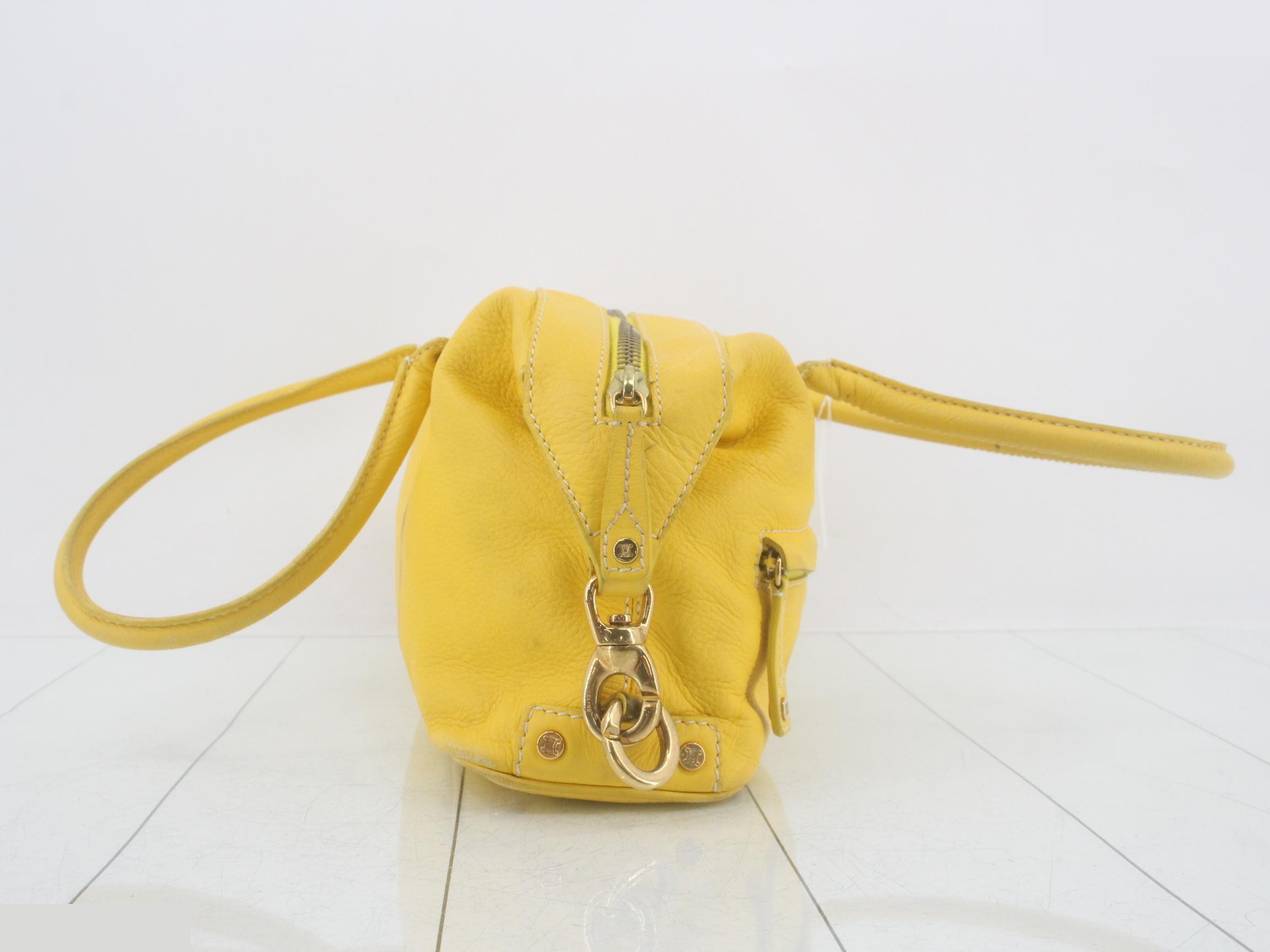 Leather semi-shoulder bag, yellow — view 4