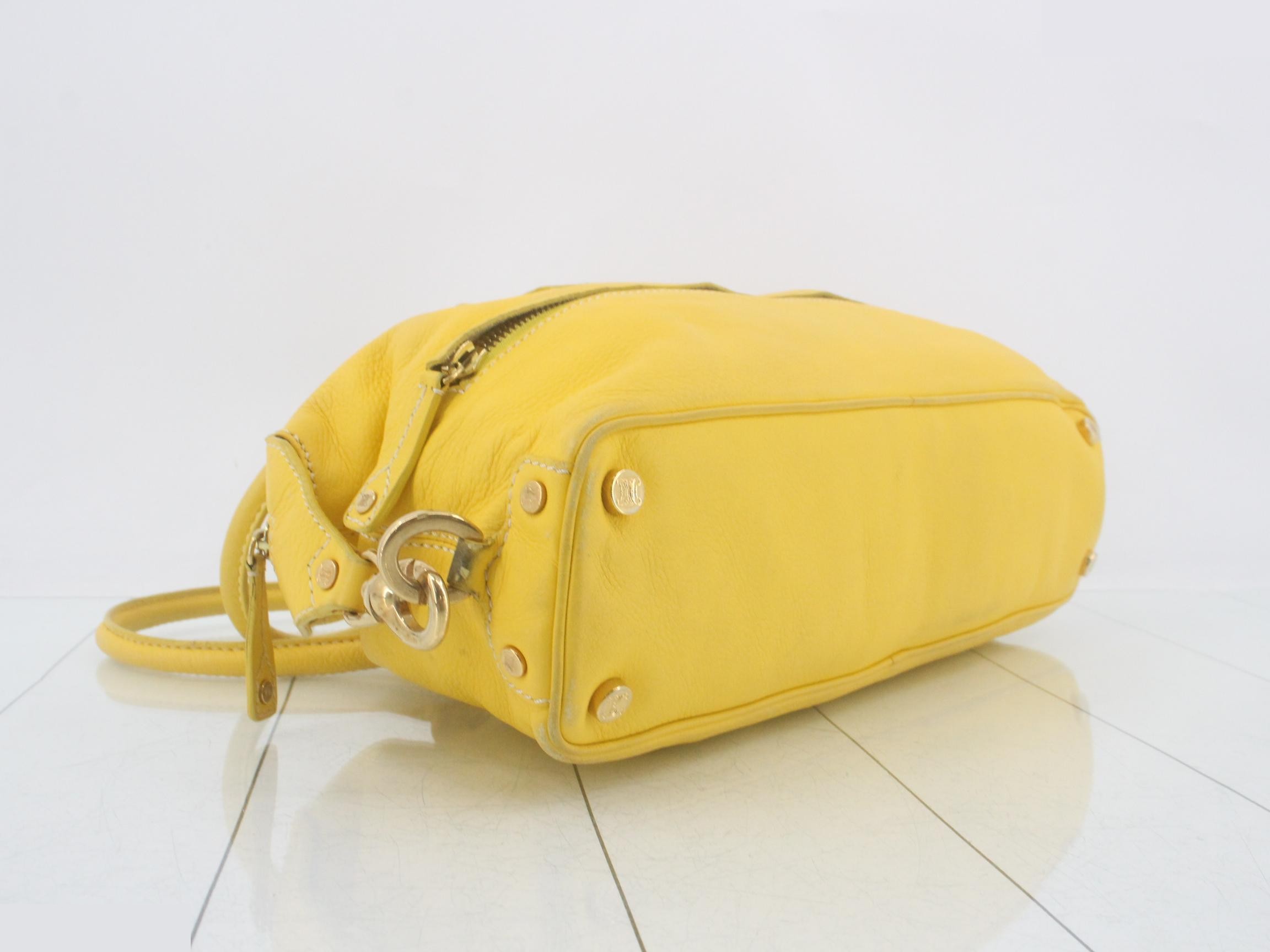 Leather semi-shoulder bag, yellow — view 5