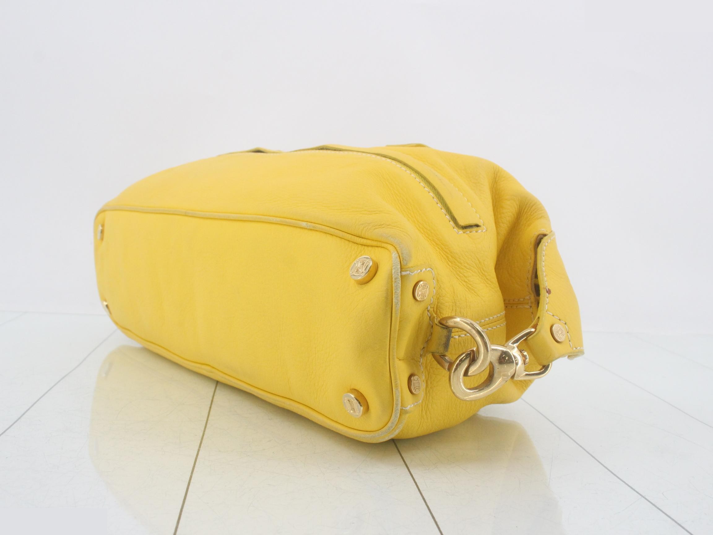 Leather semi-shoulder bag, yellow — view 6