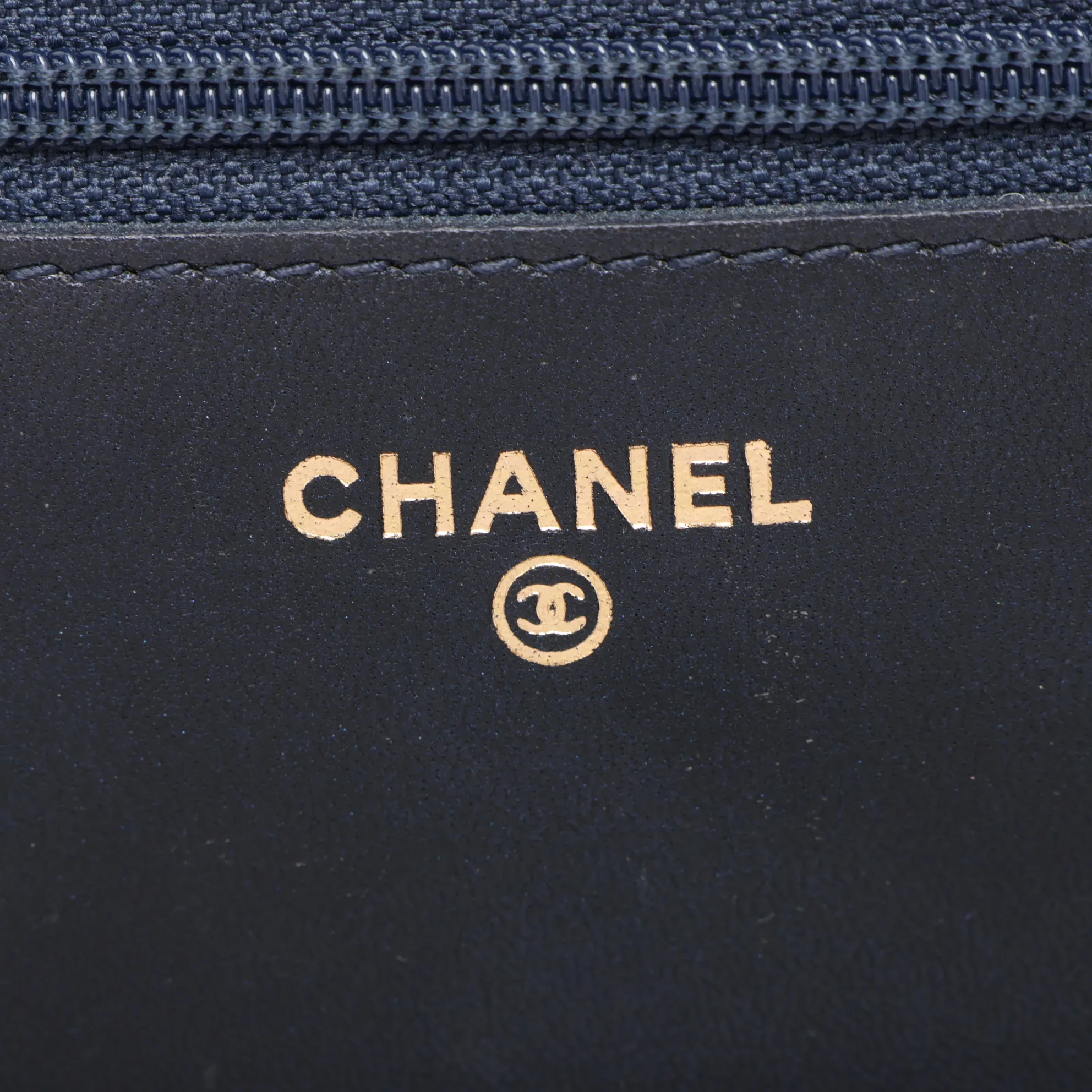Boy Chanel Leather Chain Wallet, Blue with Gold Hardware, 18331828, Serial Number 18 — view 8