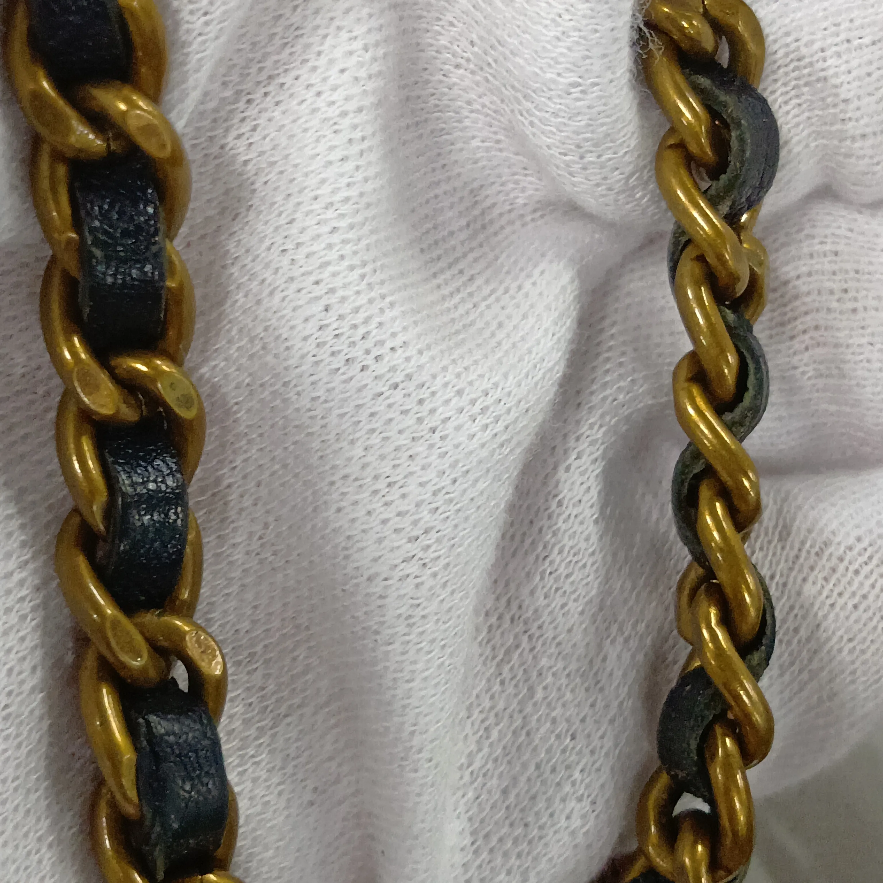Boy Chanel Leather Chain Wallet, Blue with Gold Hardware, 18331828, Serial Number 18 — view 9