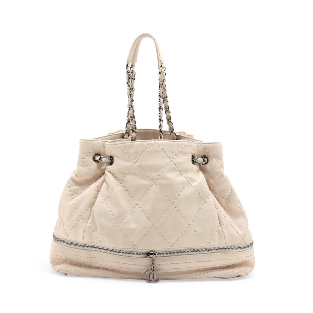 Wild Stitch Lambskin Chain Tote Bag, Ivory, Silver Hardware, 11354502, Serial Number 11 — view 2