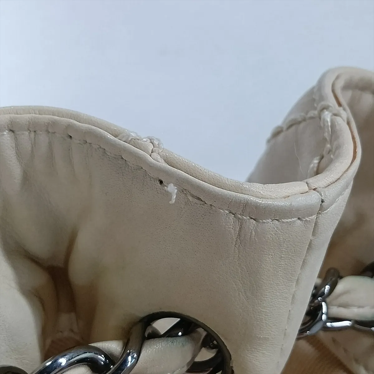 Wild Stitch Lambskin Chain Tote Bag, Ivory, Silver Hardware, 11354502, Serial Number 11 — view 15