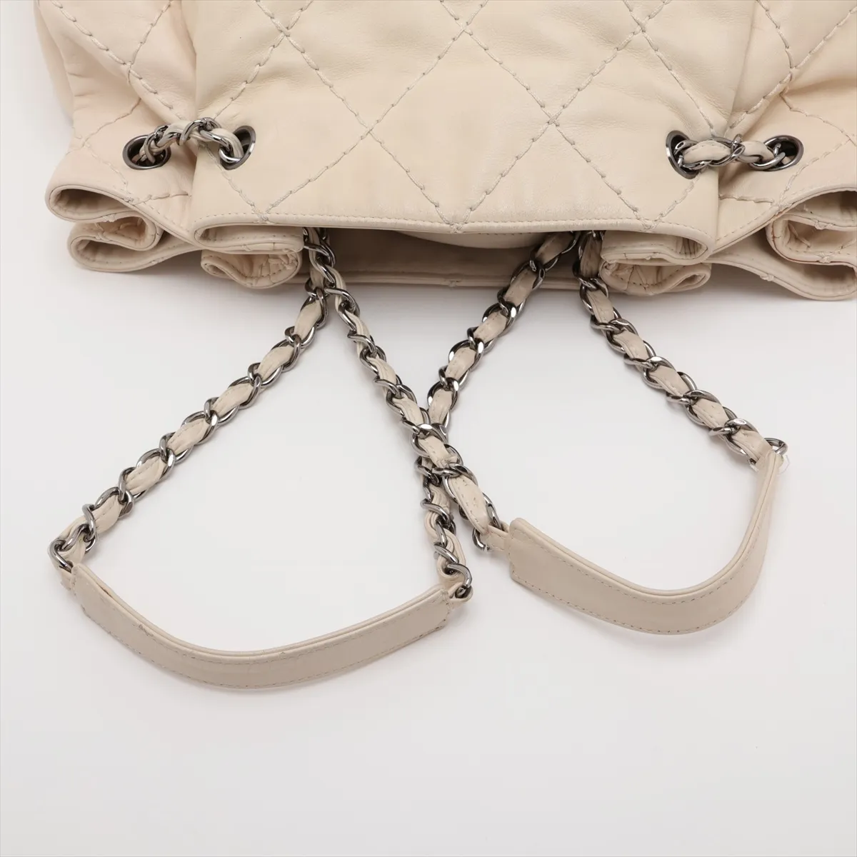 Wild Stitch Lambskin Chain Tote Bag, Ivory, Silver Hardware, 11354502, Serial Number 11 — view 5