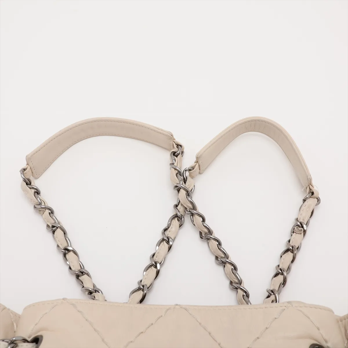 Wild Stitch Lambskin Chain Tote Bag, Ivory, Silver Hardware, 11354502, Serial Number 11 — view 6