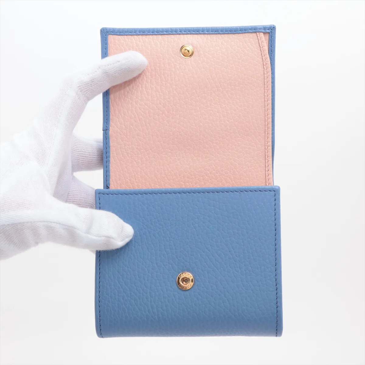 Double G 598587 PVC x Leather Compact Wallet Blue x Pink — view 3