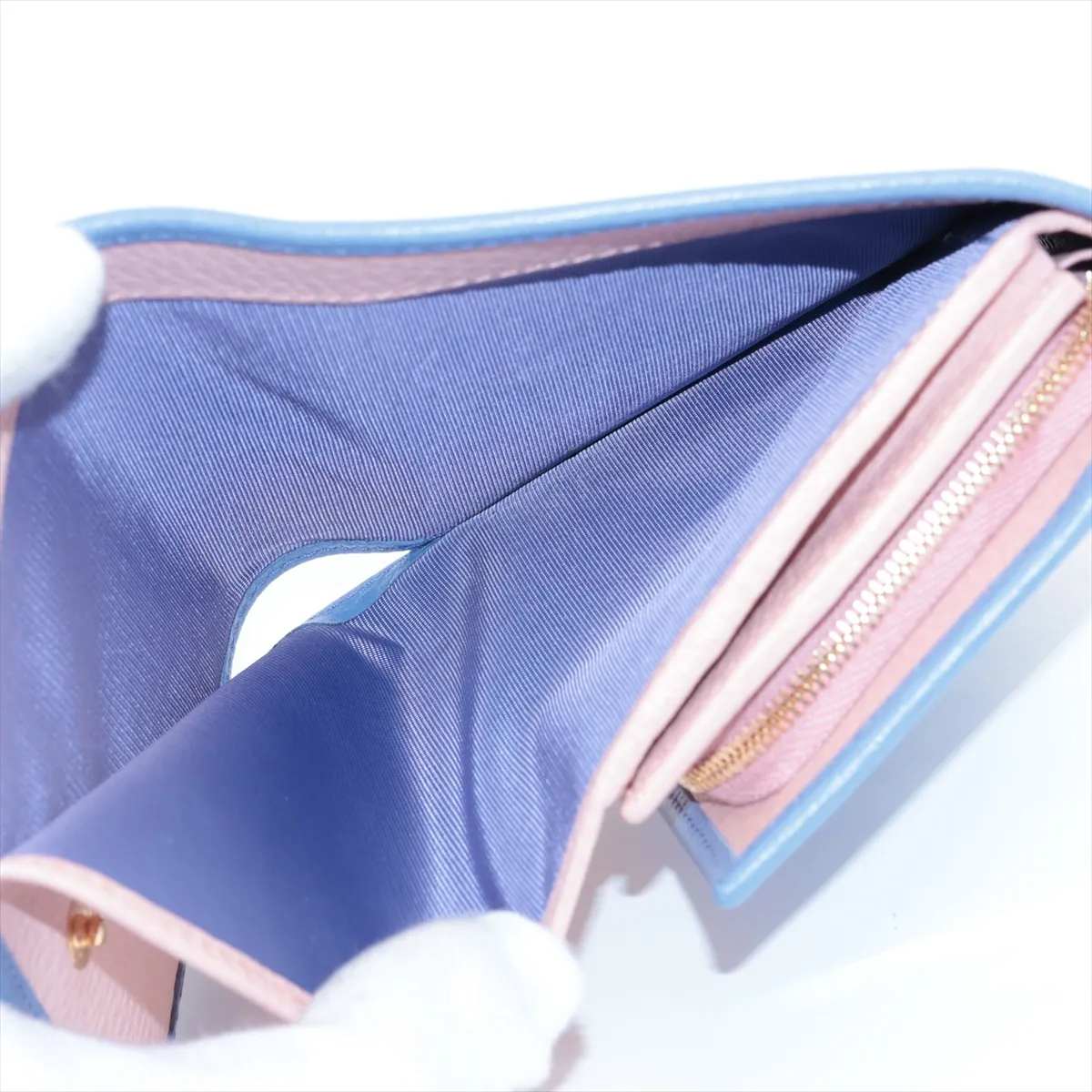Double G 598587 PVC x Leather Compact Wallet Blue x Pink — view 4