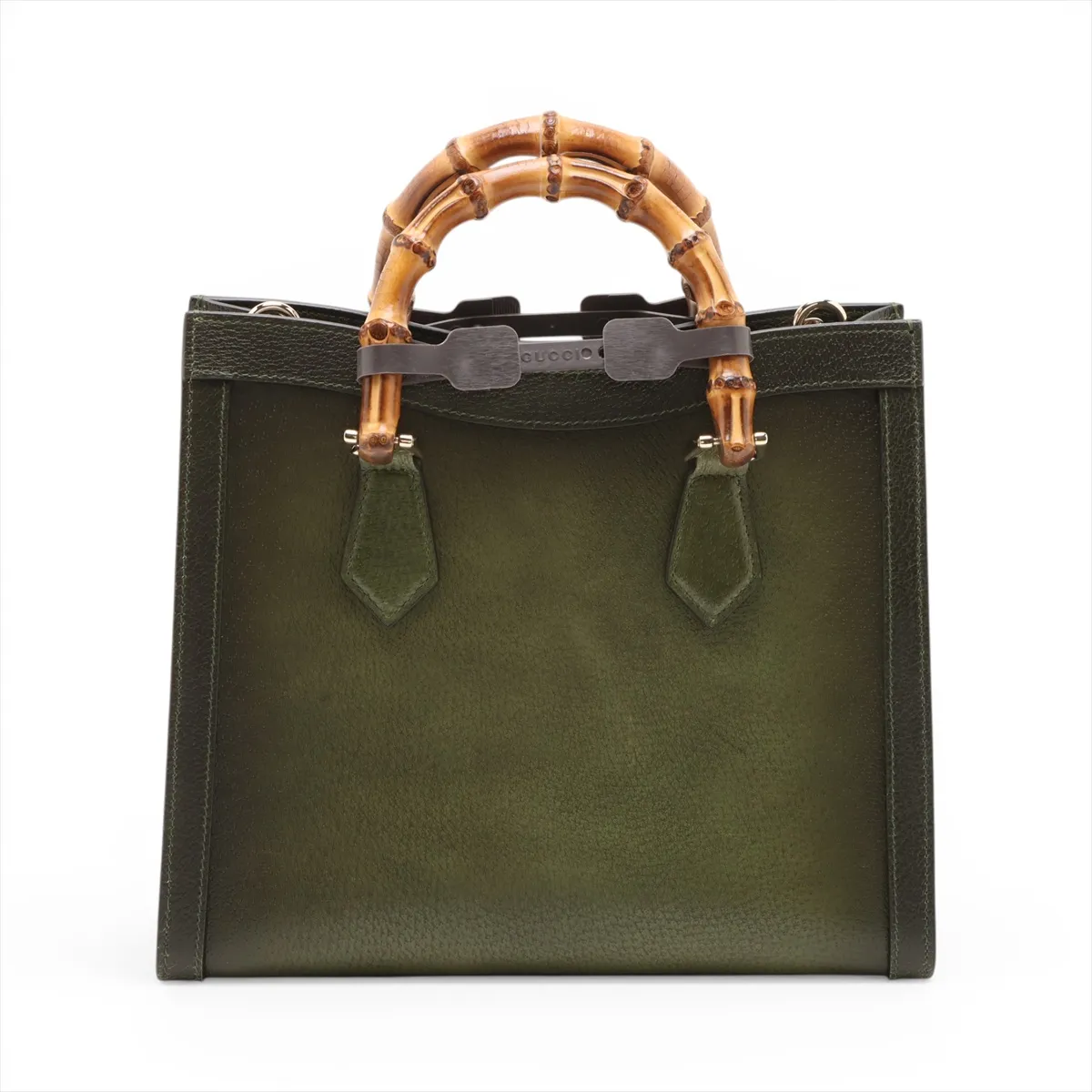 Bamboo Diana Leather 2-Way Handbag, Green, 841487 — view 2