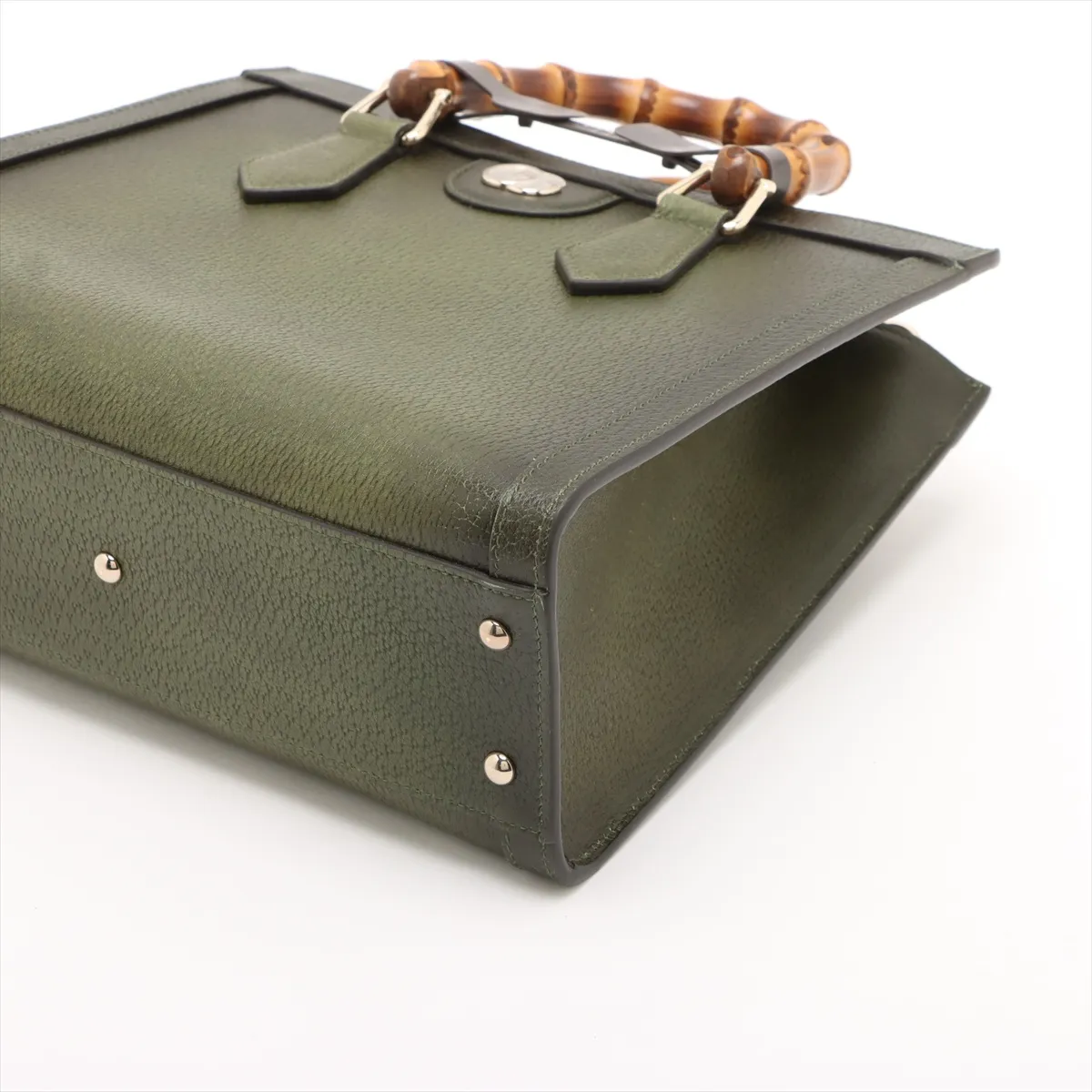 Bamboo Diana Leather 2-Way Handbag, Green, 841487 — view 3