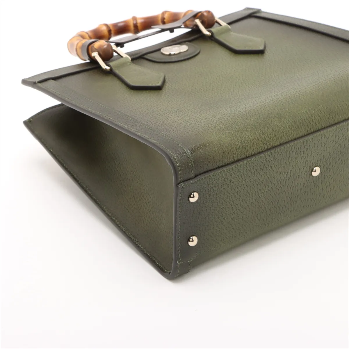 Bamboo Diana Leather 2-Way Handbag, Green, 841487 — view 4
