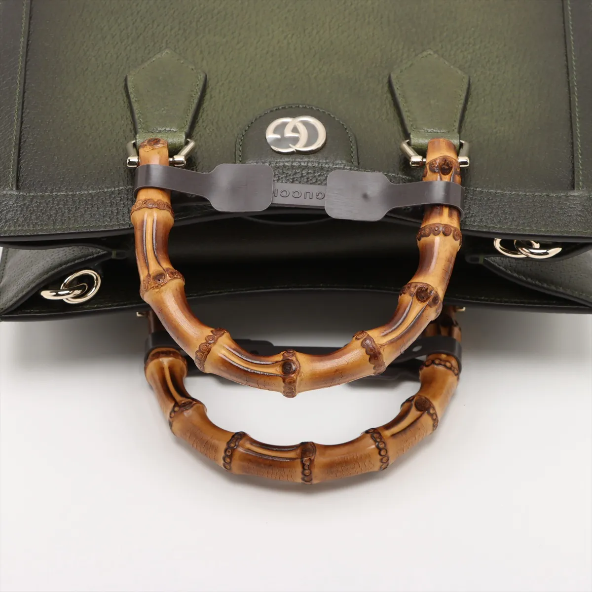 Bamboo Diana Leather 2-Way Handbag, Green, 841487 — view 5