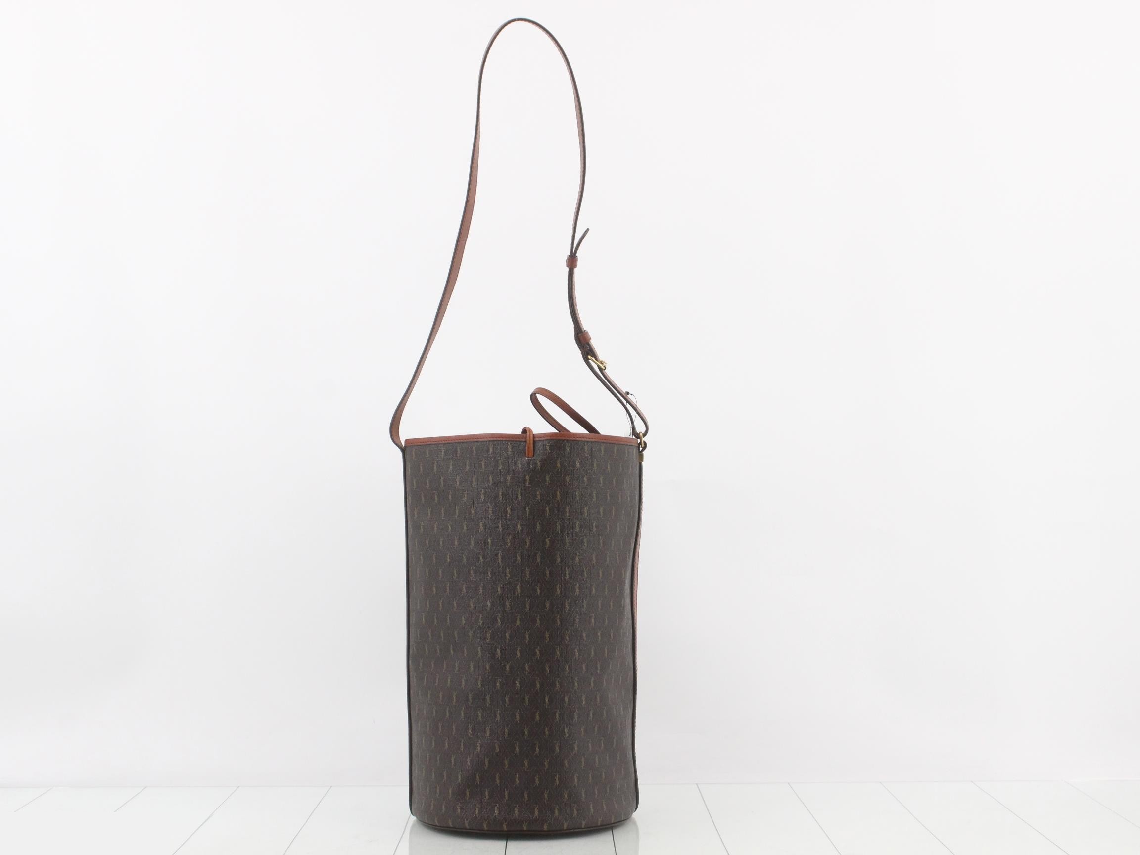 Unused Le Monogram drawstring shoulder bag, dark brown. — view 2