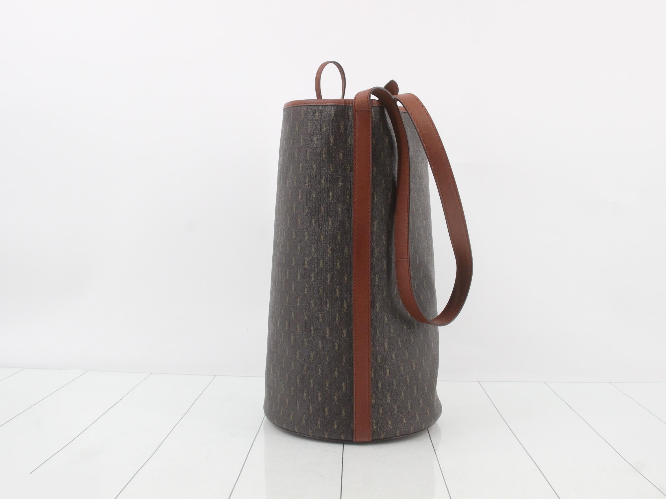 Unused Le Monogram drawstring shoulder bag, dark brown. — view 3