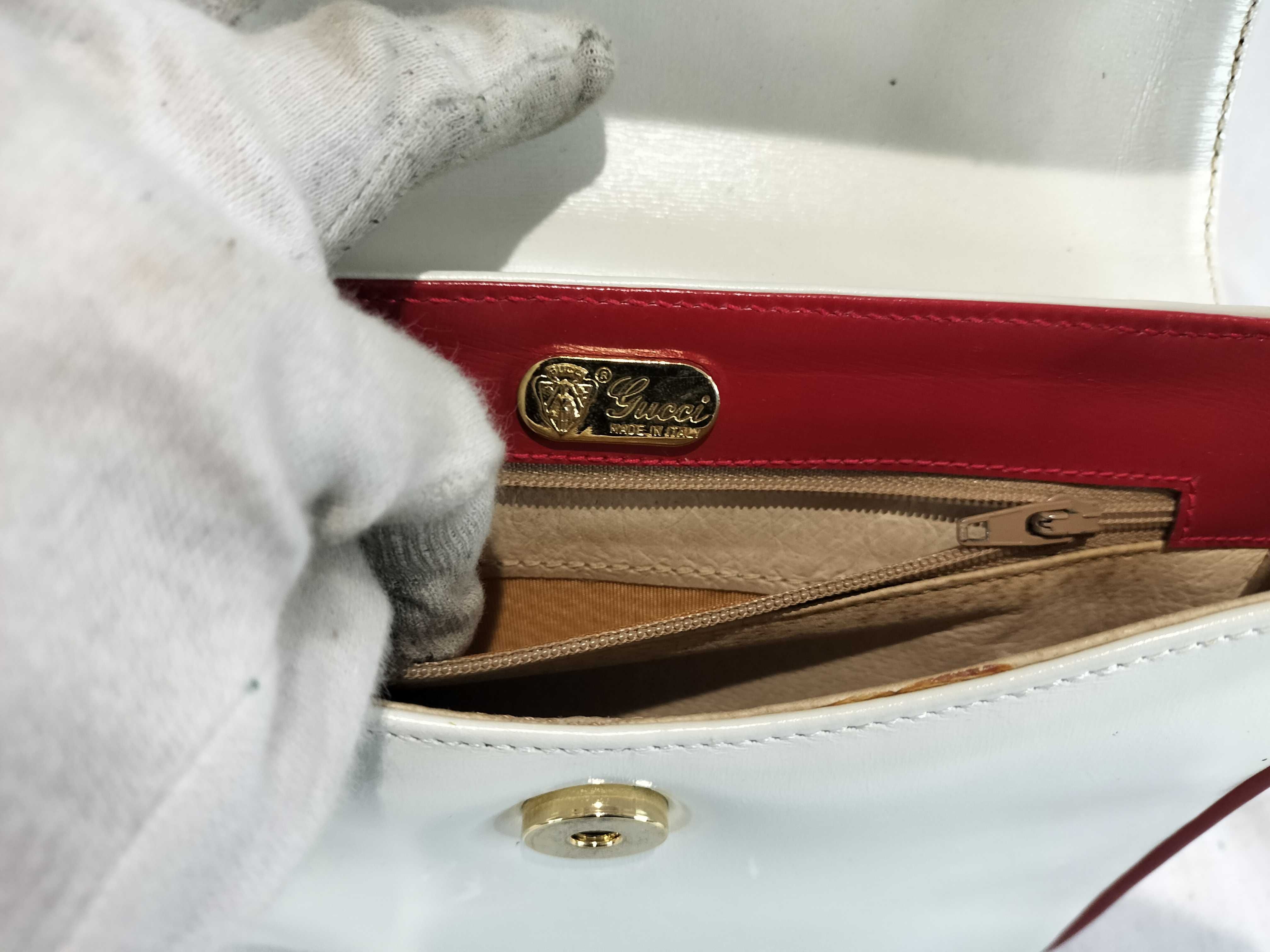 Old Two-Tone Shoulder Bag with Gold Hardware — view 12
